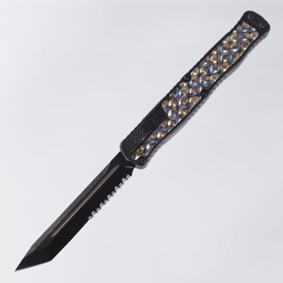 Heretic Cleric 2 - Flamed Titanium Inlays - Tanto DLC Partial Serrated Magnacut - Cleric II H019-6B-FTI