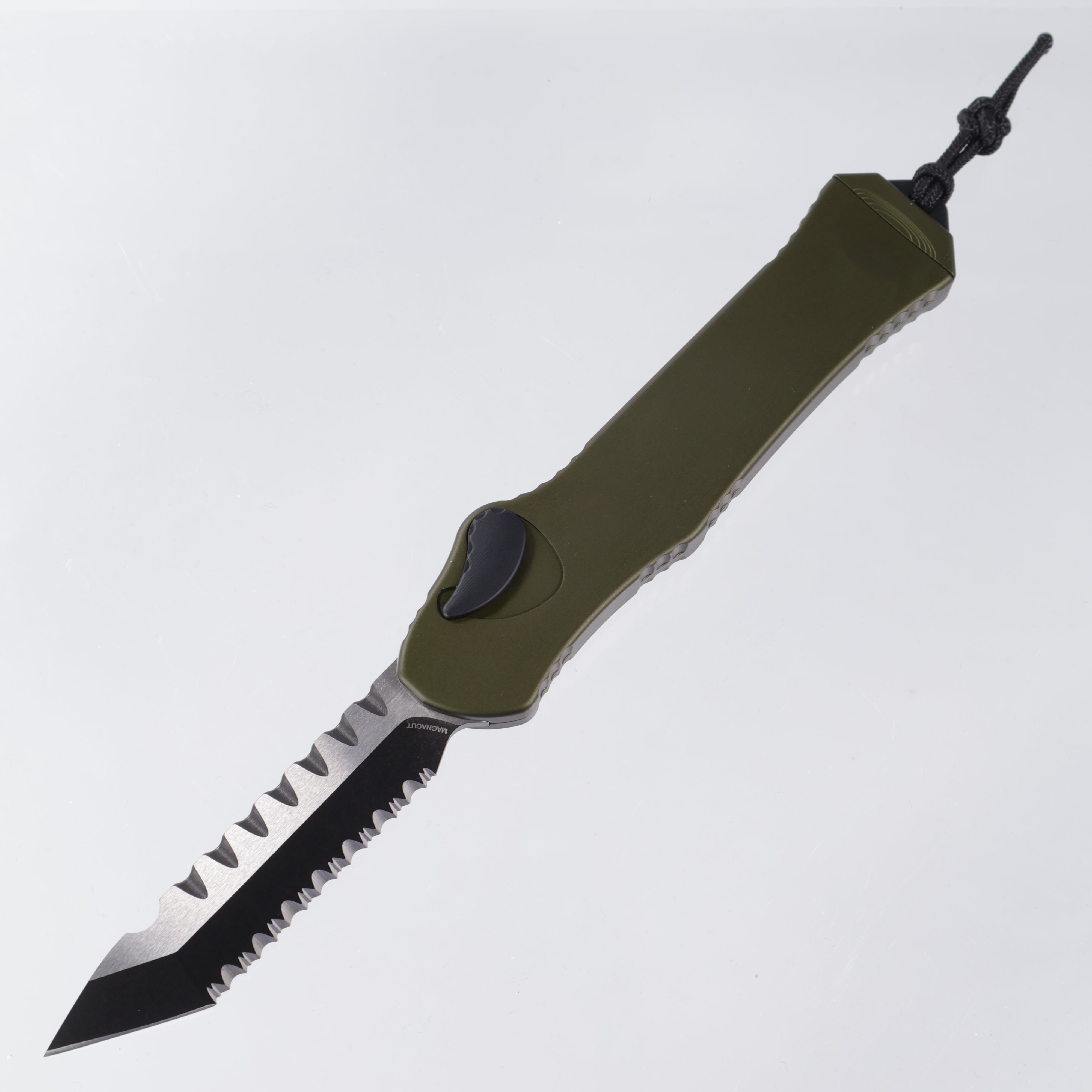 Heretic Hydra V3 - Tanto DLC Two-Tone Magnacut Full Serrate - OD Green Aluminum - H006-11C-GRN