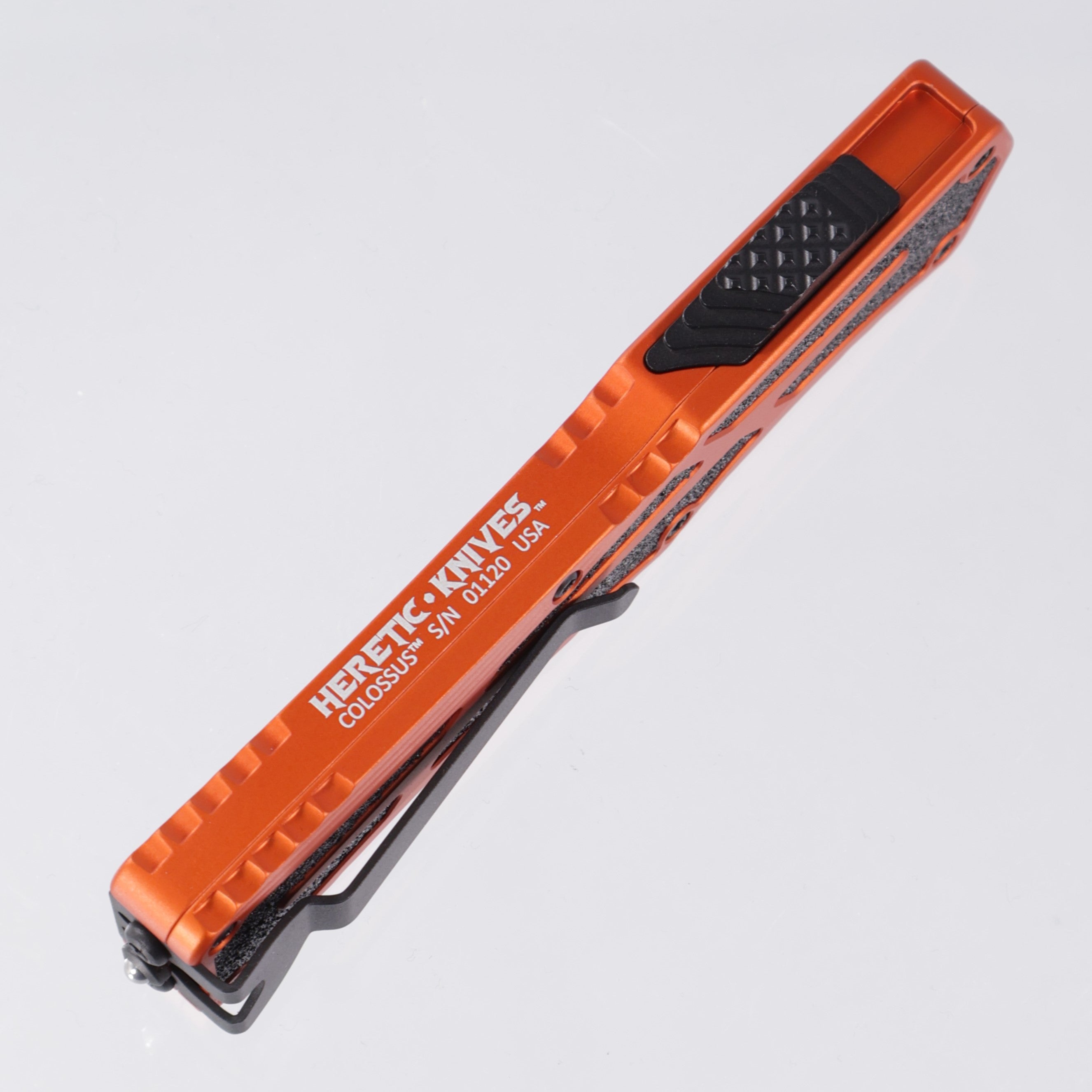 Heretic Colossus - Single Edge Two-Tone MagnaCut - Orange Aluminum w/ Grip Tape Inlay - H039-10A-ORG