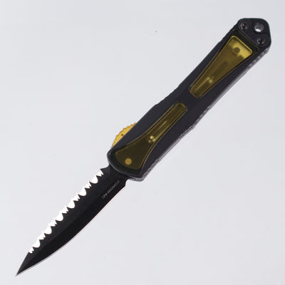 Heretic Manticore S - Ultem Inlaid Aluminum - DLC Double Edge Full Serrated Magnacut - H024-6C-Ultem