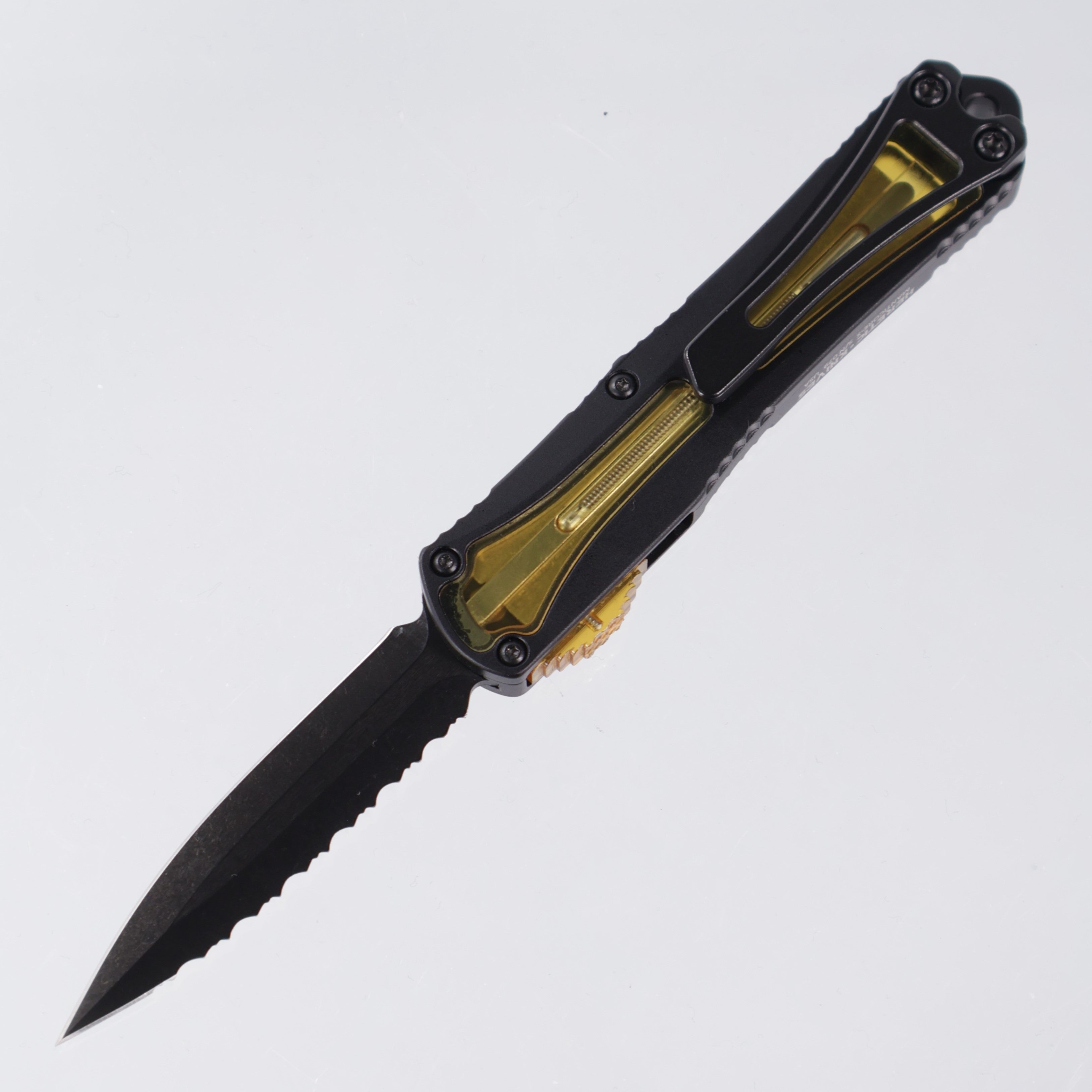 Heretic Manticore S - Ultem Inlaid Aluminum - DLC Double Edge Full Serrated Magnacut - H024-6C-Ultem