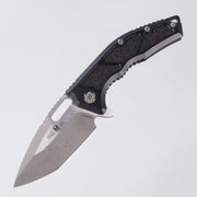 Heretic Medusa Manual - Battleworn Magnacut - Black Aluminum Frame Lock & Black Traction Inlays - H009-5A