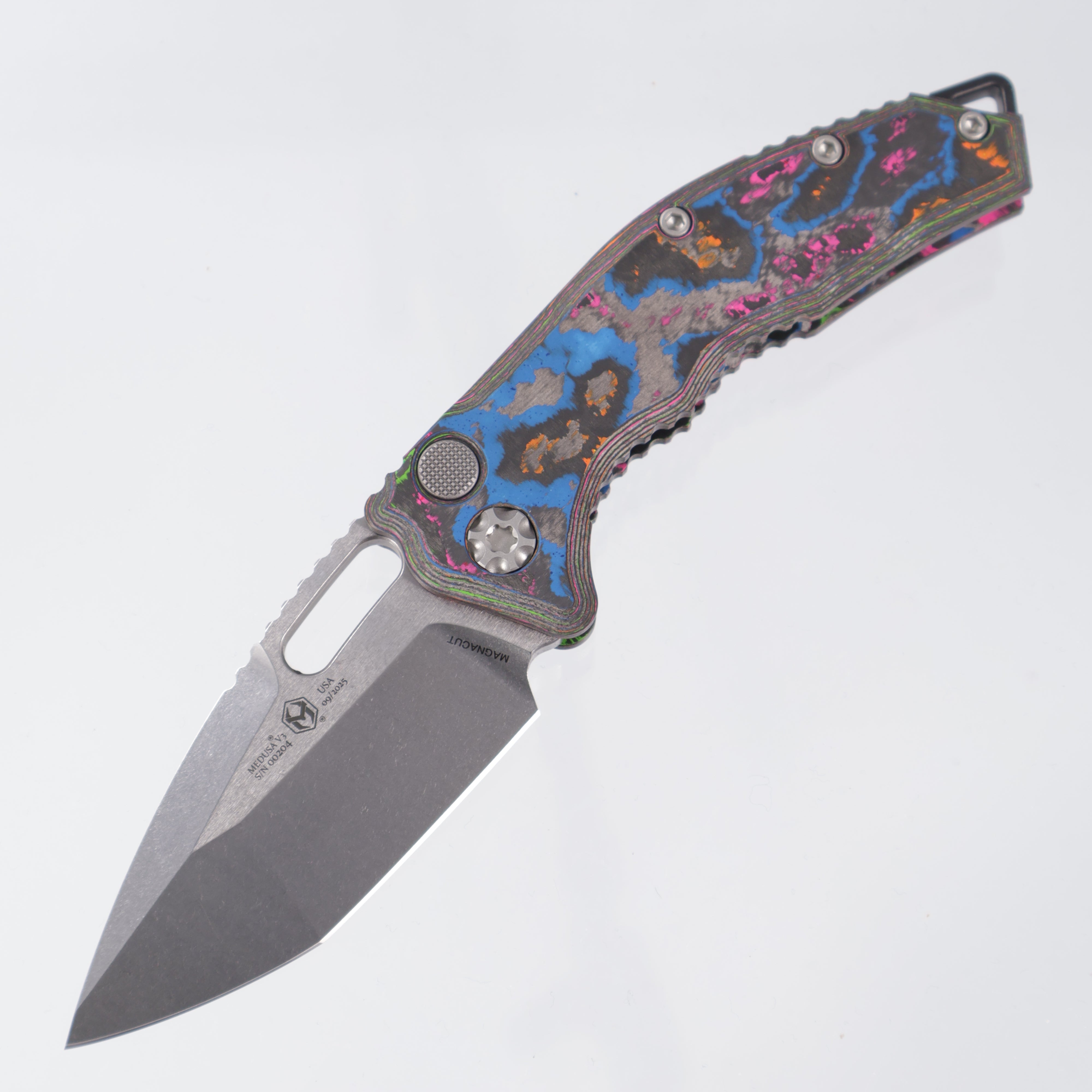 Heretic Medusa V3 Auto Tanto - 80s Camo Carbon - Stonewash