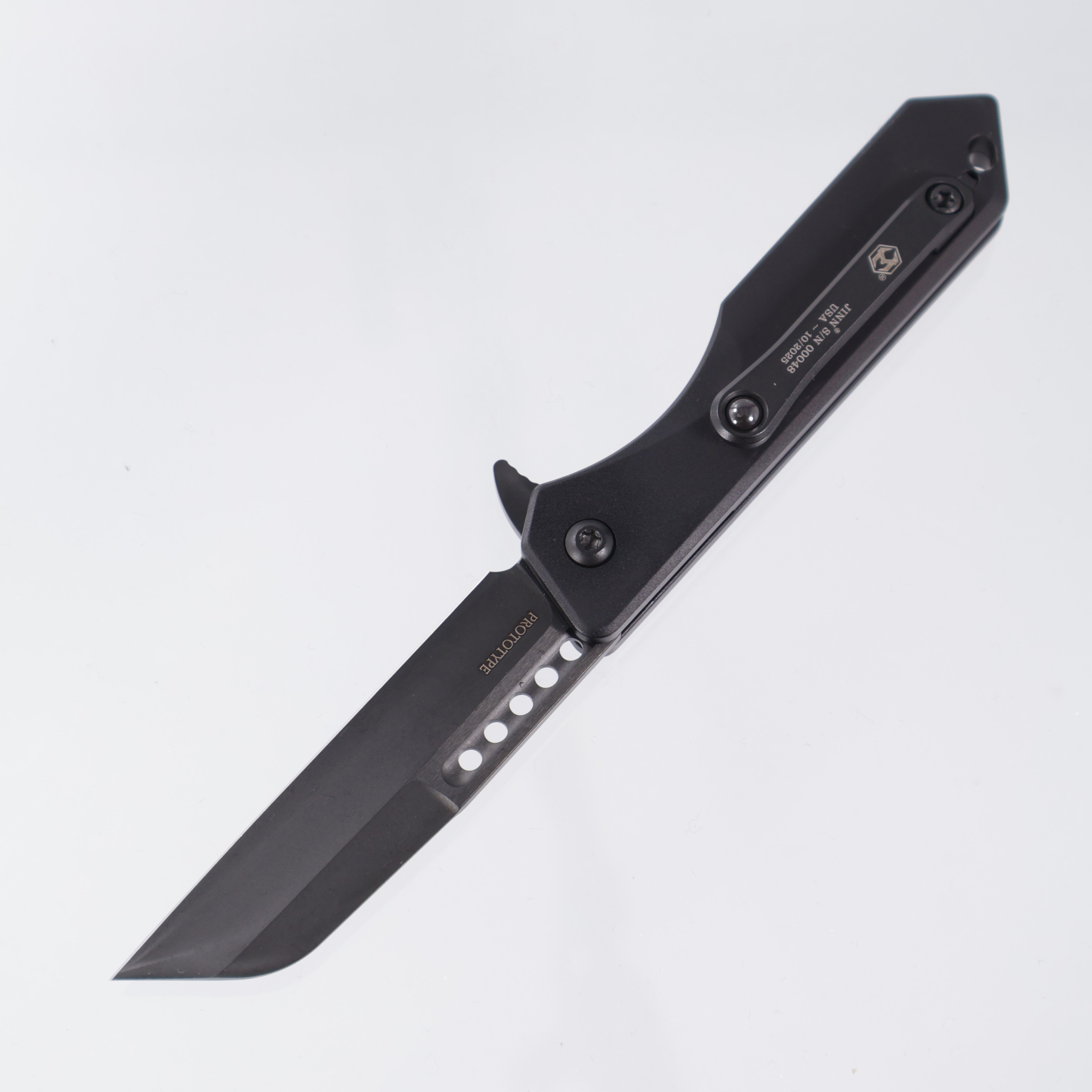 Heretic Jinn Manual Prototype - Black Aluminum - Hand Ground DLC Magnacut - H034-6A-HGPROTO
