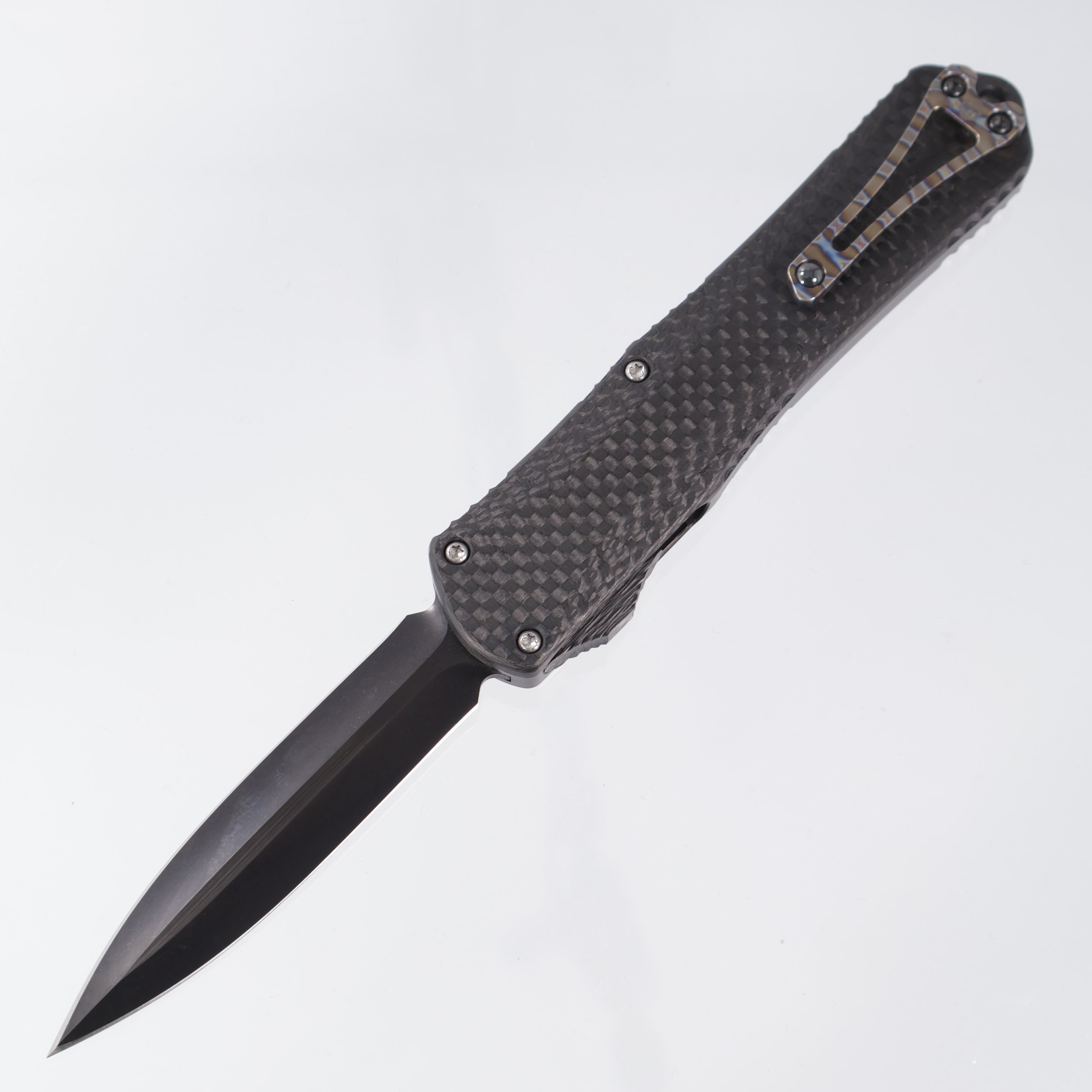 Heretic Manticore X Pre-Owned - DLC Flamed Titanium & Carbon Fiber Handle - Double Edge DLC