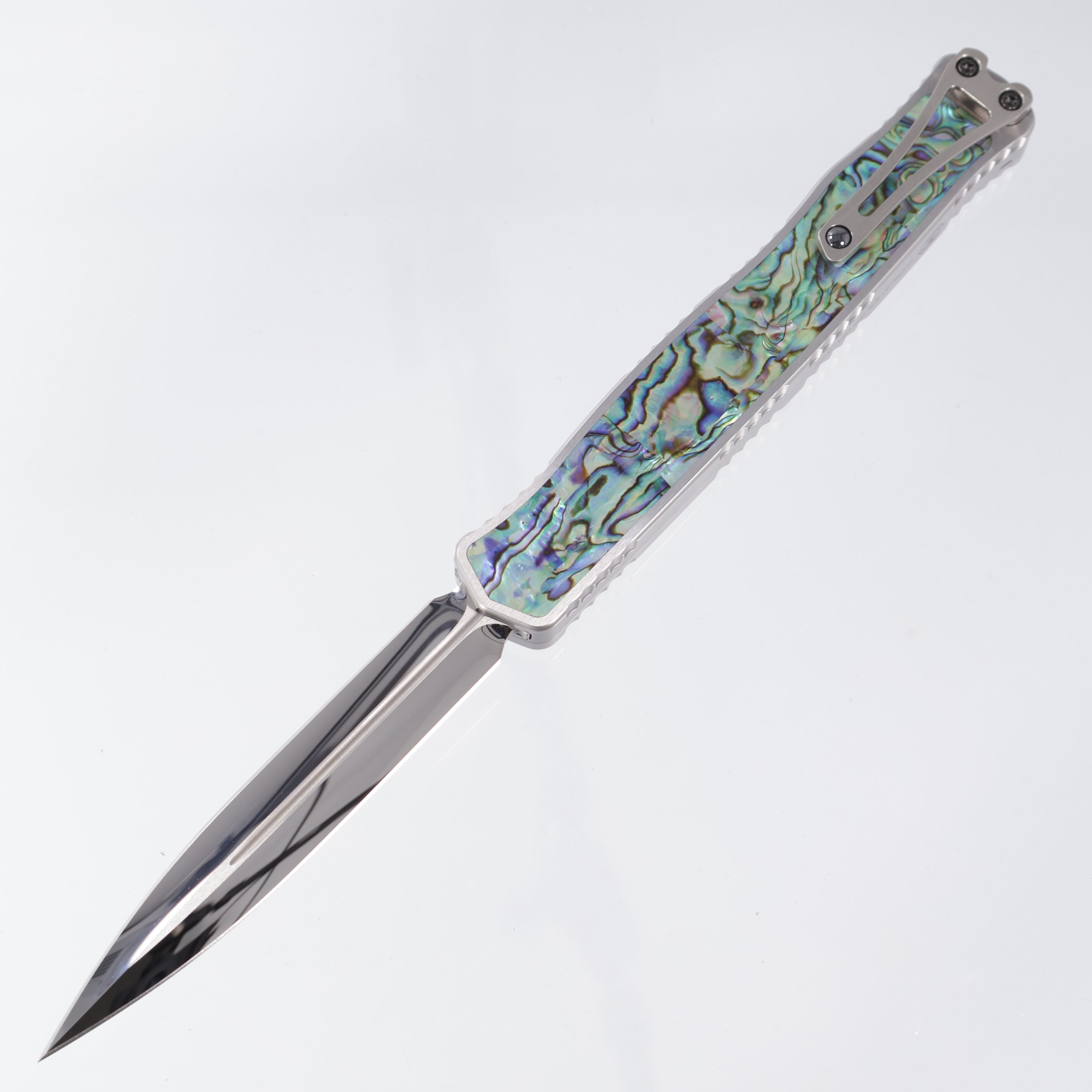 Heretic Cleric 2 Custom - Double Edge Mirror Polish Elmax Hand Ground - Stainless Chassis w/ Abalone Inlays - DLC Hardware - Cleric II S/N 005 - Pre-Owned