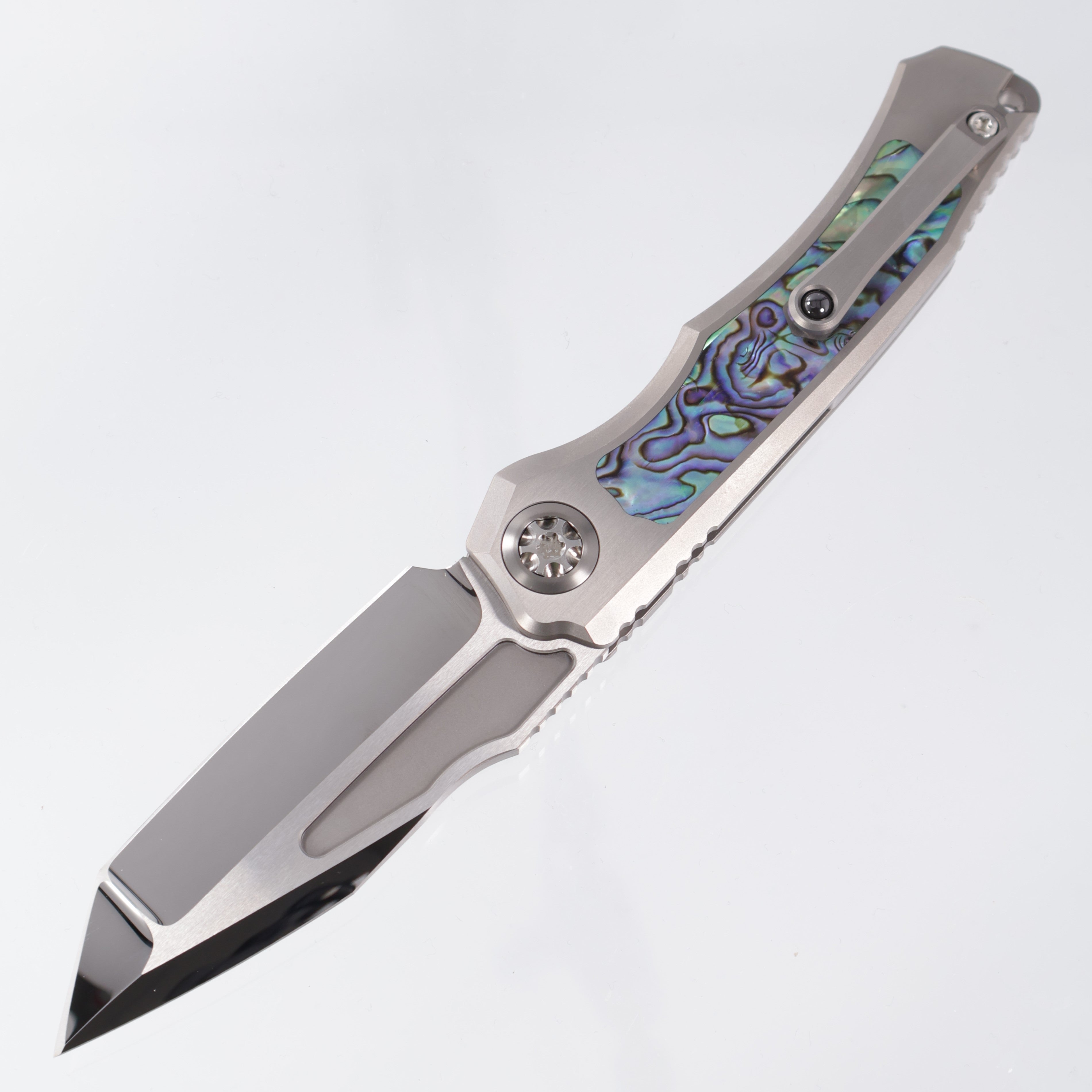 Heretic Wraith V4 Auto Custom - Tanto Mirror Polish M390 - Hefted Titanium w/ Abalone Inlays - S/N 002 - Pre-Owned