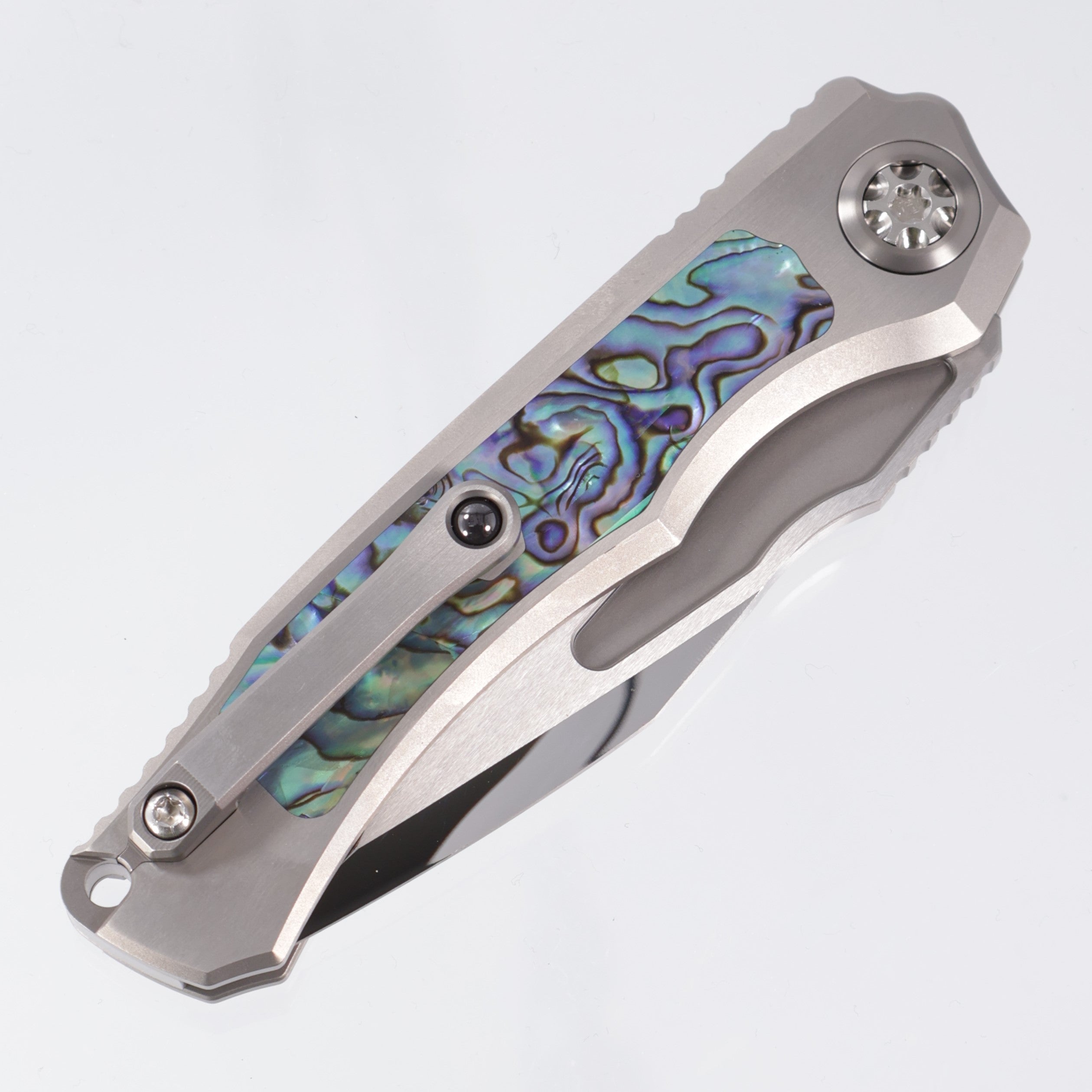 Heretic Wraith V4 Auto Custom - Tanto Mirror Polish M390 - Hefted Titanium w/ Abalone Inlays - S/N 002 - Pre-Owned