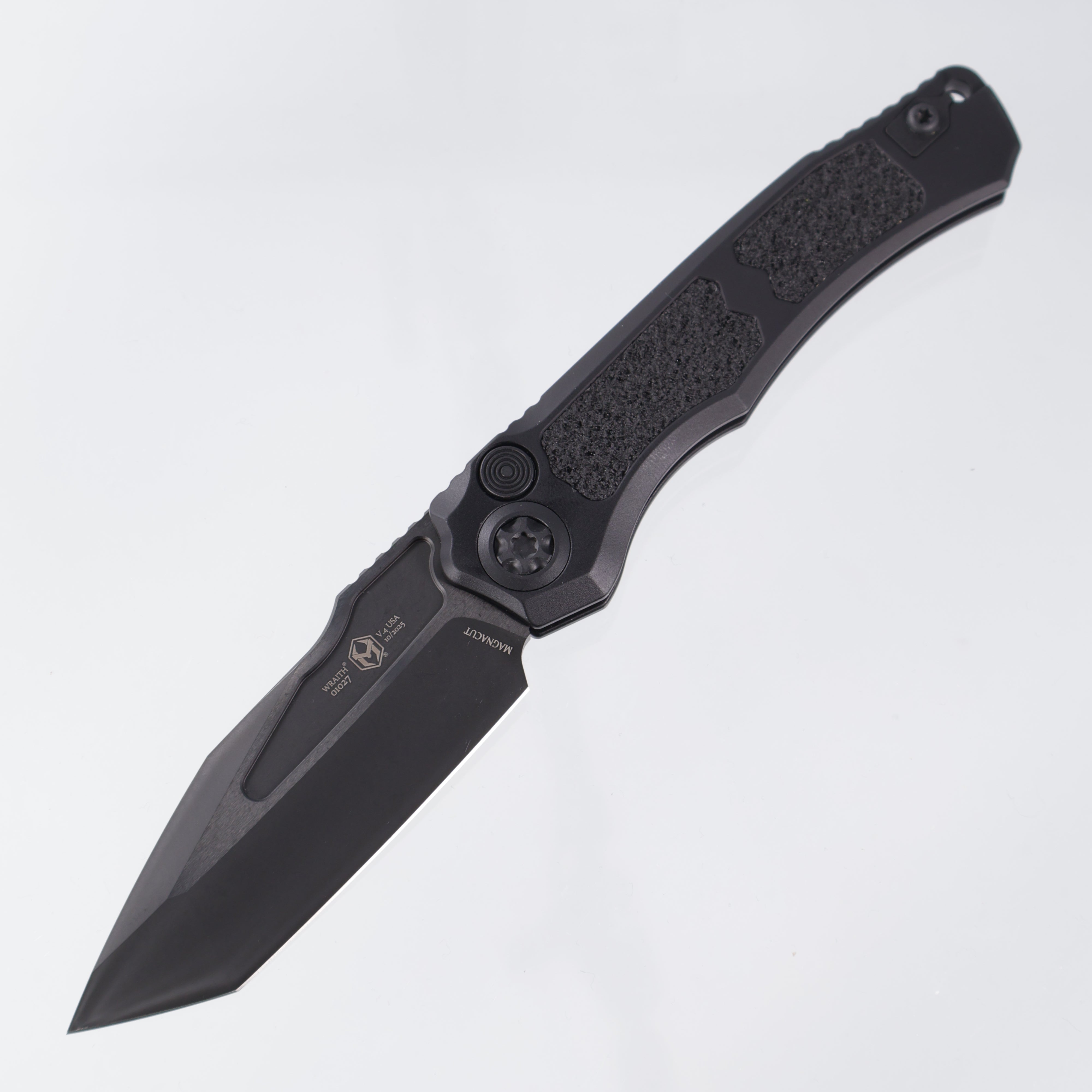 Heretic Wraith V4 Auto Tanto Tactical - Black Handle - DLC Magnacut - H100-6A-T