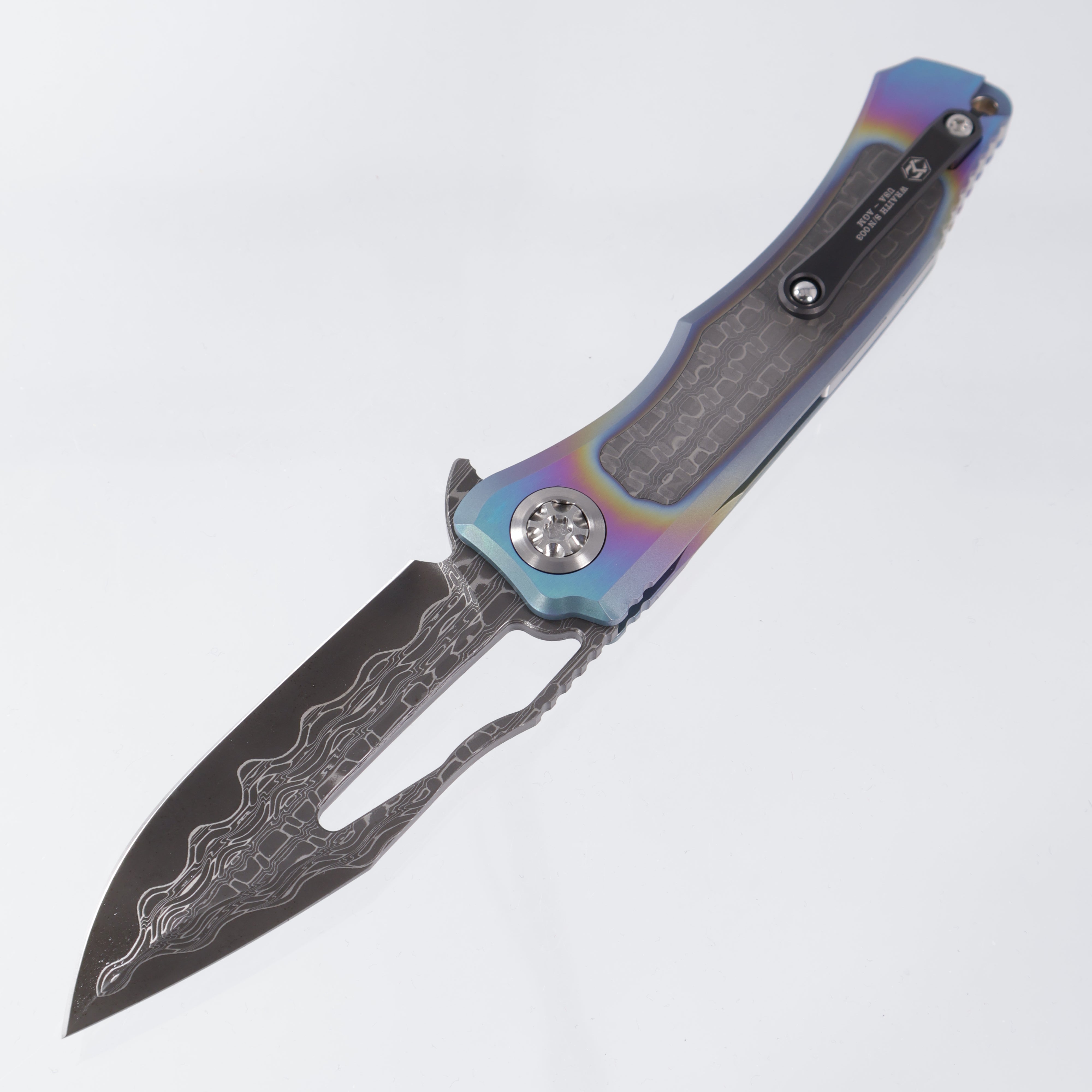 Heretic Wraith V4 Manual Custom - Vegas Forge Reptilian SanMai Blade - Hefted Prismatic Titanium Chassis w/ Vegas Forge Reptilian Inlays & DLC clip