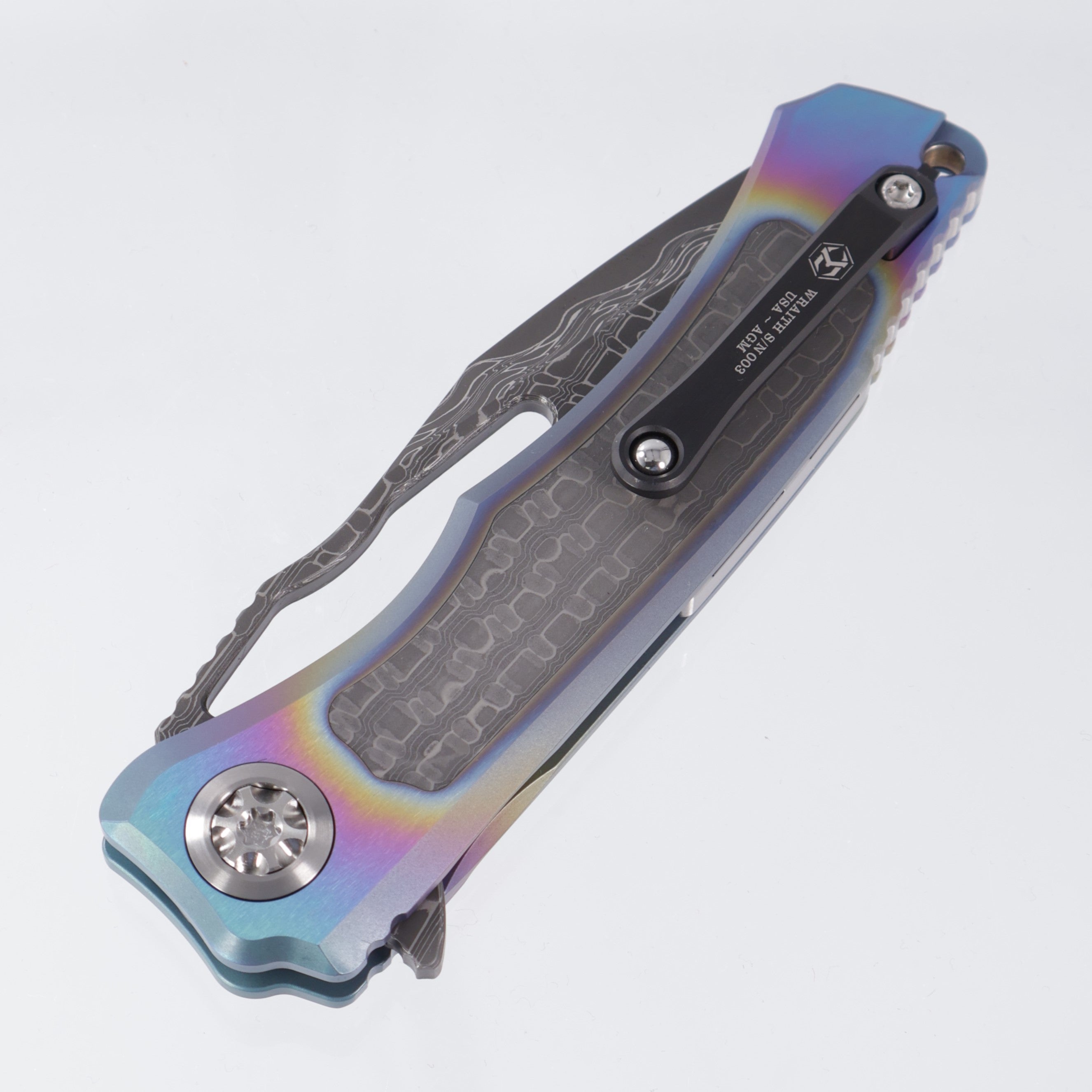 Heretic Wraith V4 Manual Custom - Vegas Forge Reptilian SanMai Blade - Hefted Prismatic Titanium Chassis w/ Vegas Forge Reptilian Inlays & DLC clip