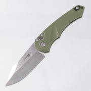 Heretic Mini Pariah Auto Single Edge - OD Green Polymer - Stonewash Magnacut - H054-2A-GRN