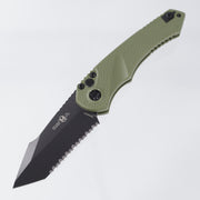 Heretic Mini Pariah Auto Tanto - OD Green Polymer -  Full Serrate Cerakote Tanto Magnacut