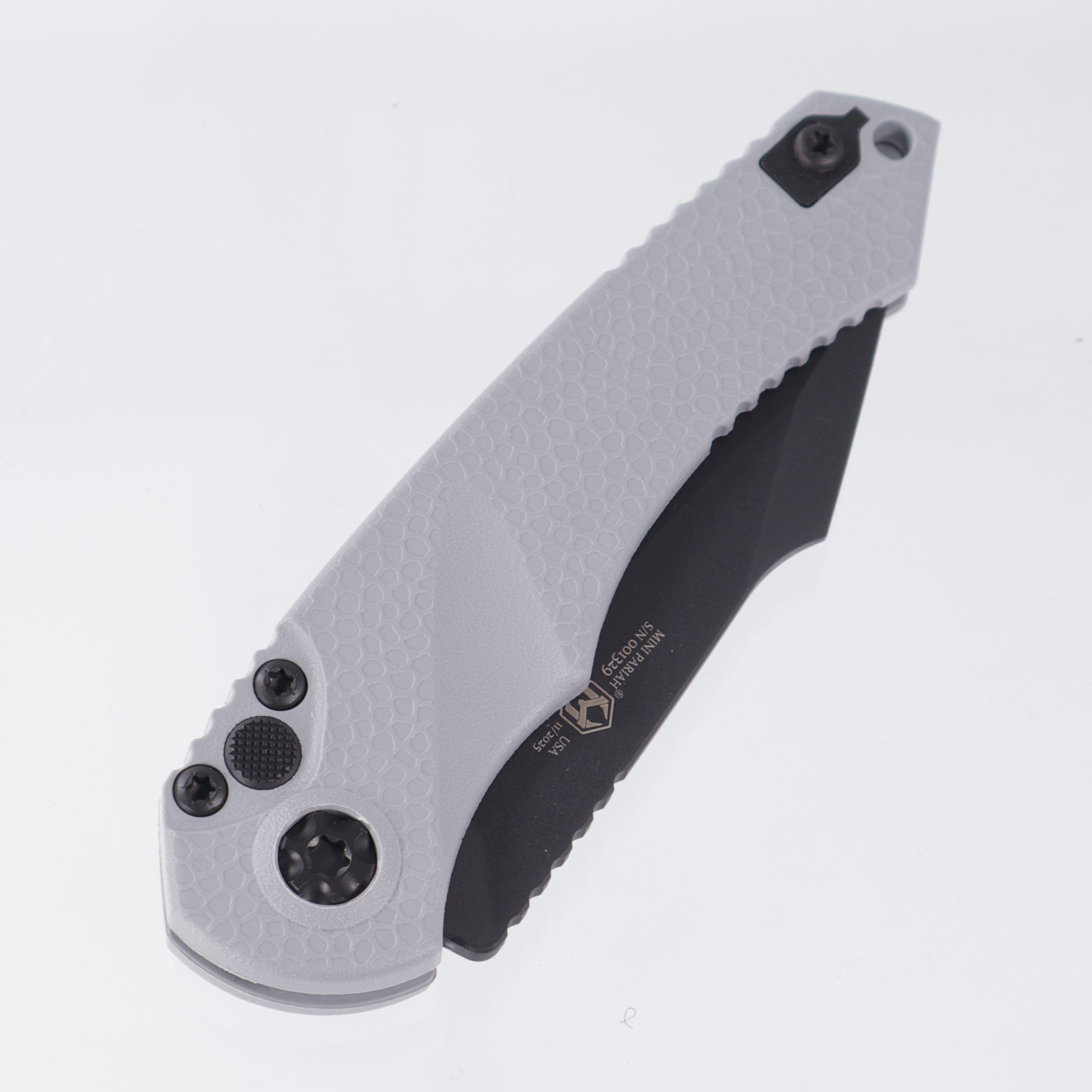 Heretic Mini Pariah Auto Single Edge - Gray Polmer - Black Magnacut - H054-4A-GRY