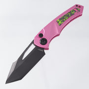 Heretic Pariah Manual Tanto - Pink Aluminum w/ 80s Camo Carbon inlays - DLC Magnacut - H047-6A-PINK/80S - BROP Exclusive