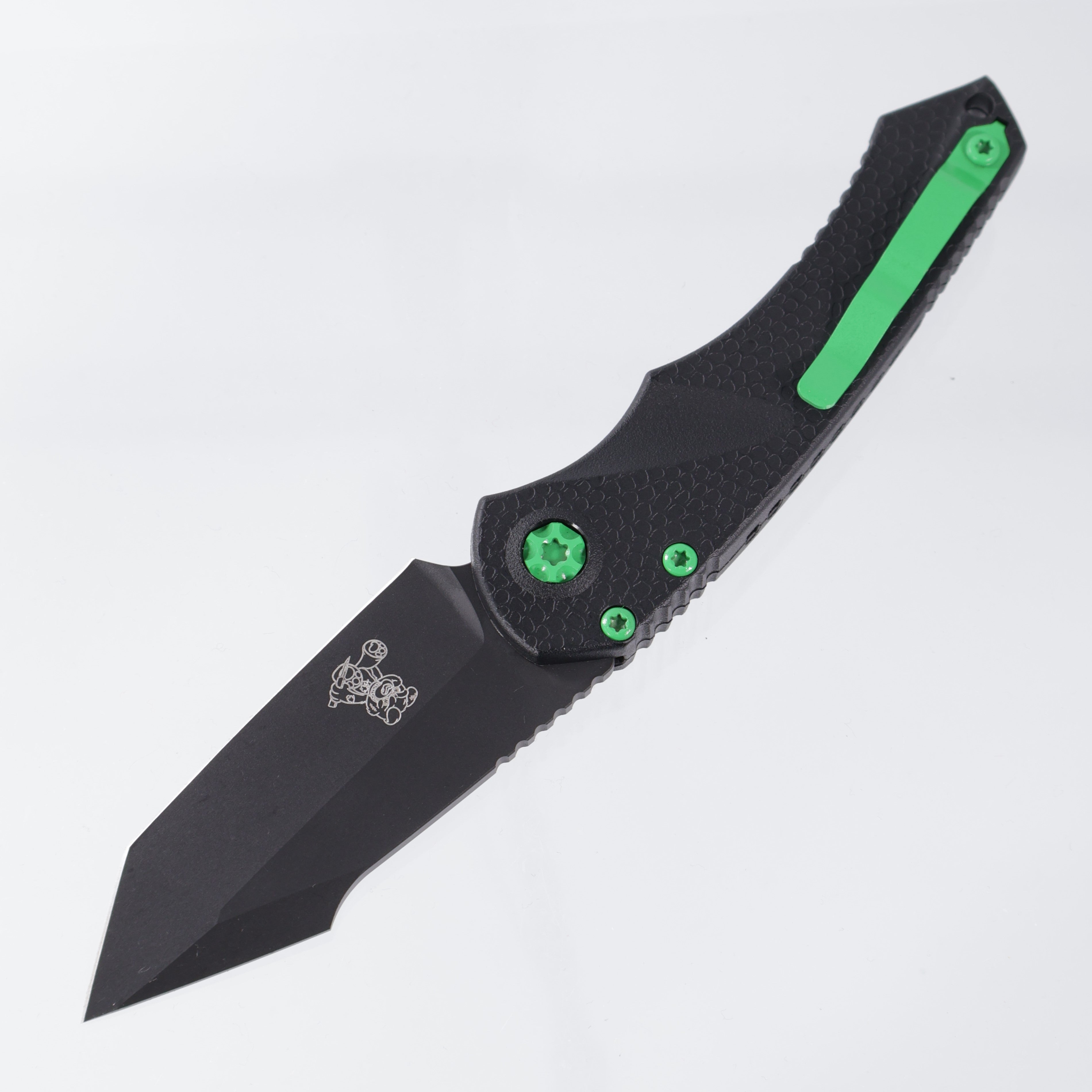 Heretic Mini Pariah Auto Tanto - Black Polymer w/ Toxic Green
