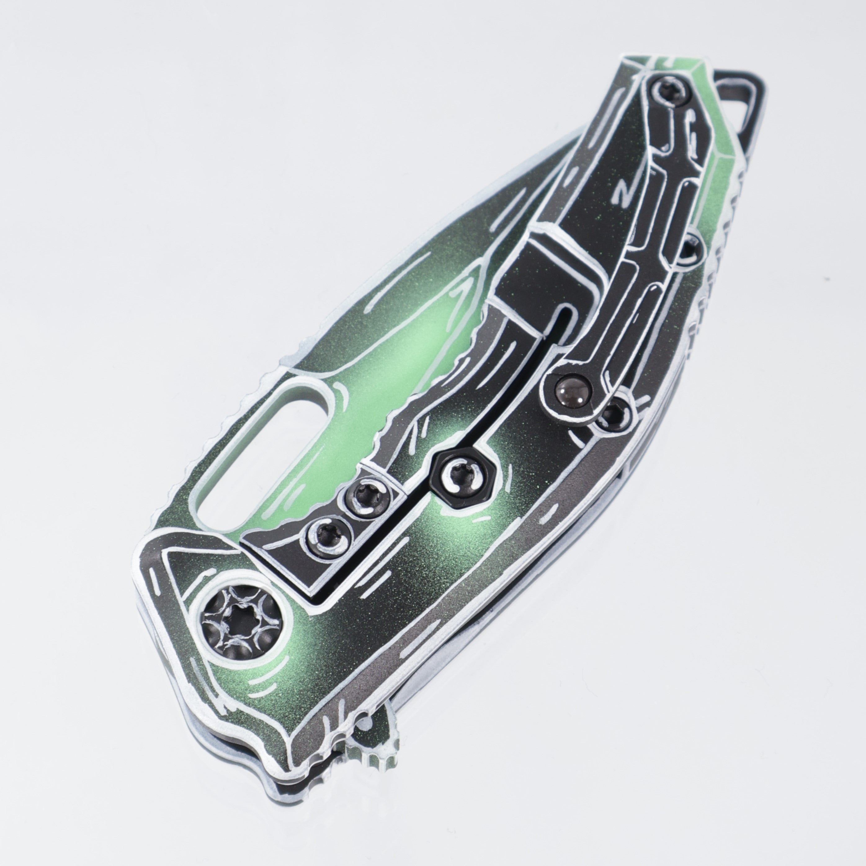 Heretic Medusa V3 Manual Tanto - UV Reactive Toxic Green Negative Cel Shade - Magnacut - H009-NCS-TX