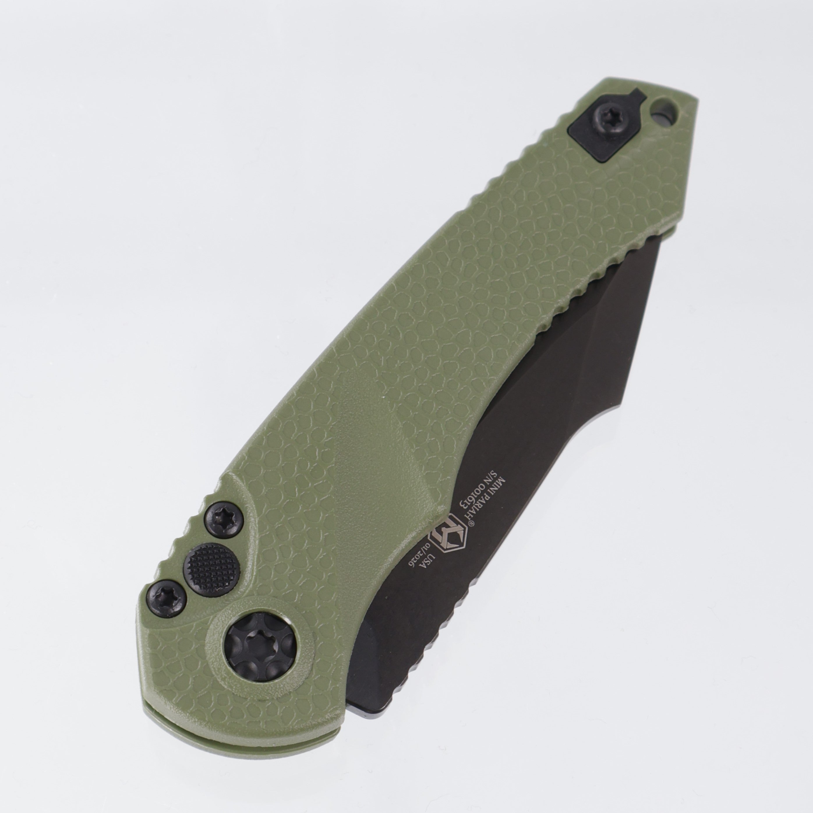 Heretic Mini Pariah Auto Single Edge - OD Green Polymer - DLC Magnacut - H054-6A-GRN