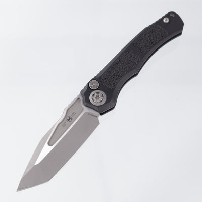 Heretic Wraith V4 Auto Tanto - Black Aluminum - Battleworn Magnacut - H100-5A