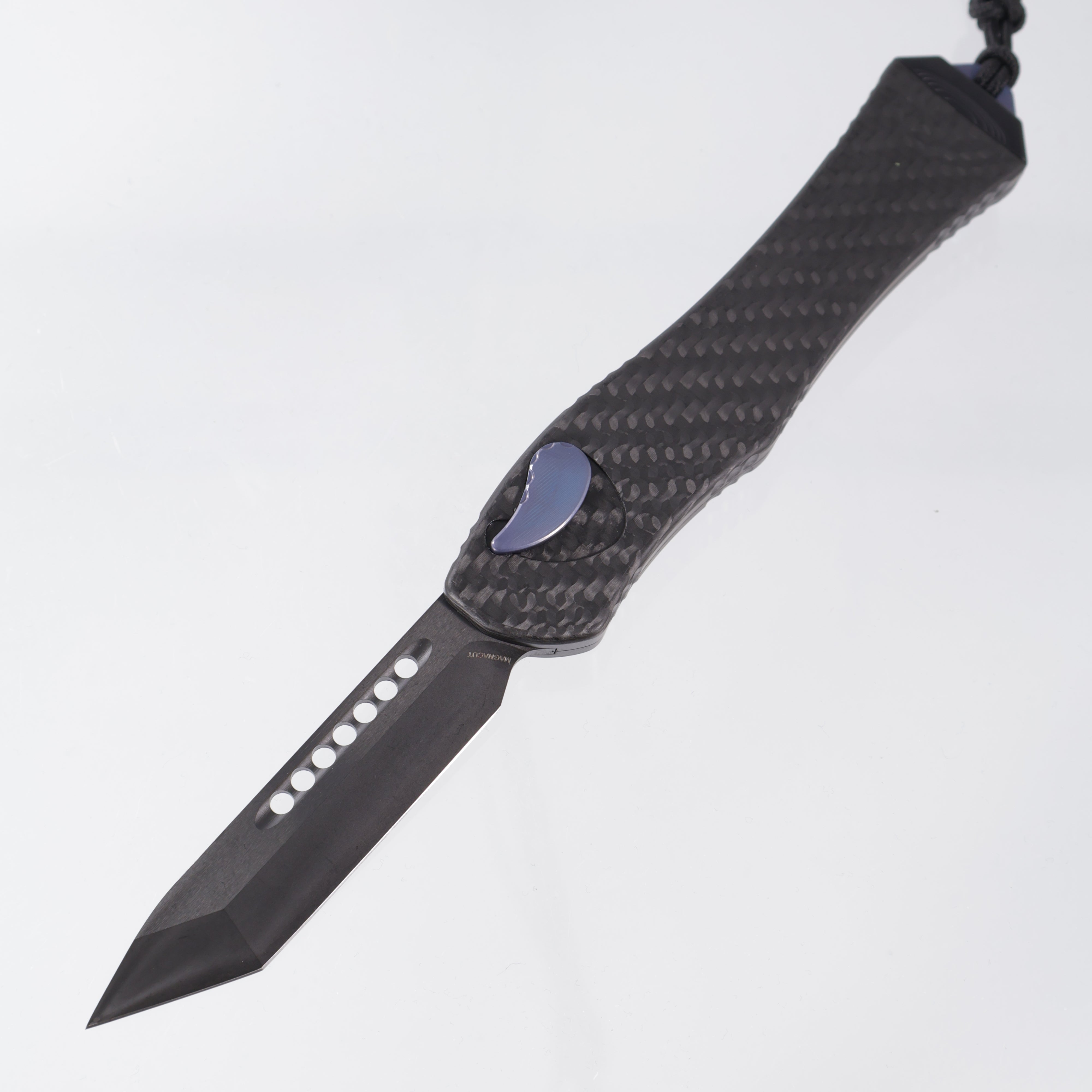 Heretic Hydra V4 Tanto - Carbon Fiber Chassis w/ Blue Ti Accents - DLC Magnacut - H406-6A-BLUTI