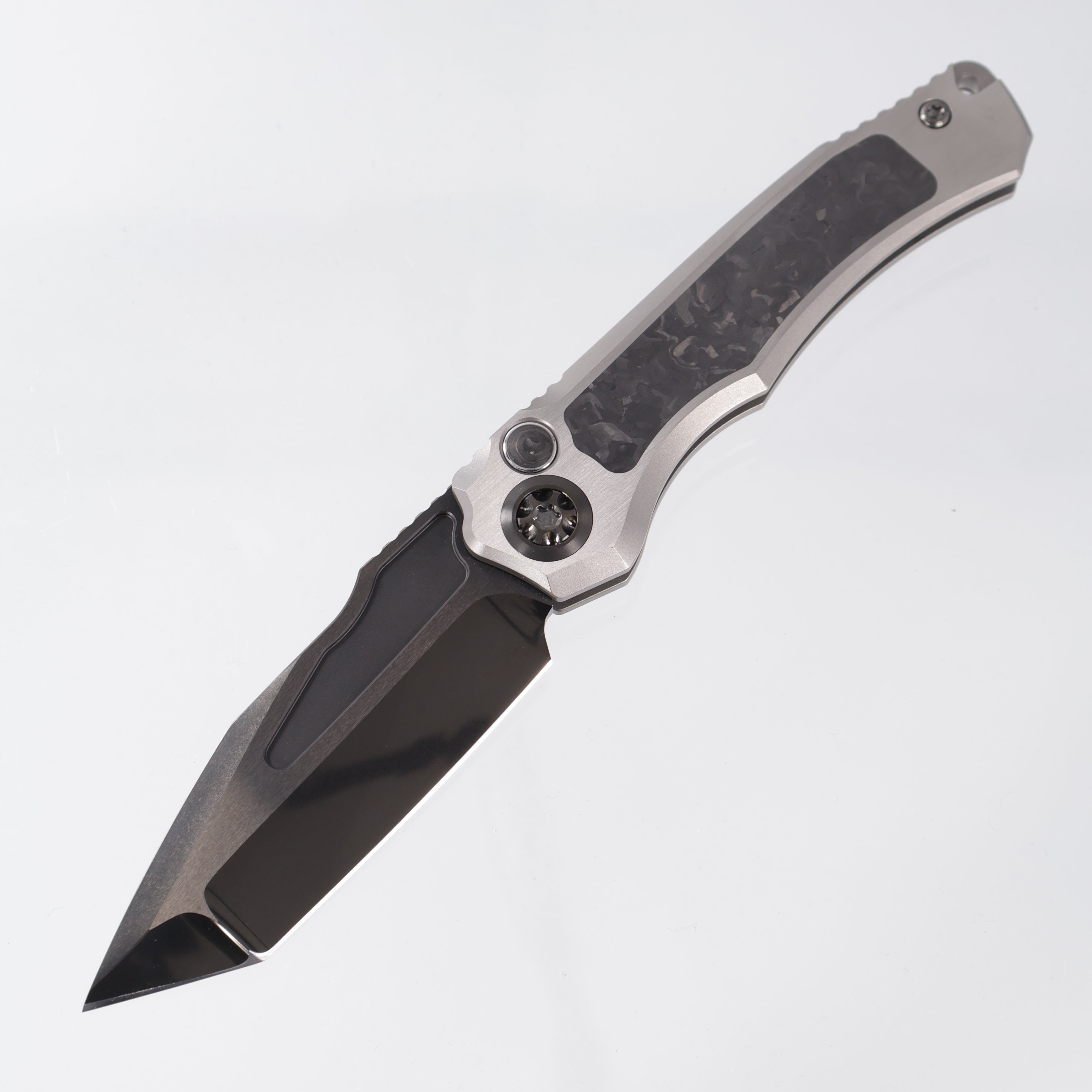 Heretic Wraith V4 Auto Custom Tanto - Titanium Handle w/ CarboTi Techno Carbo inlays - DLC High Sheen M390 - S/N: 011