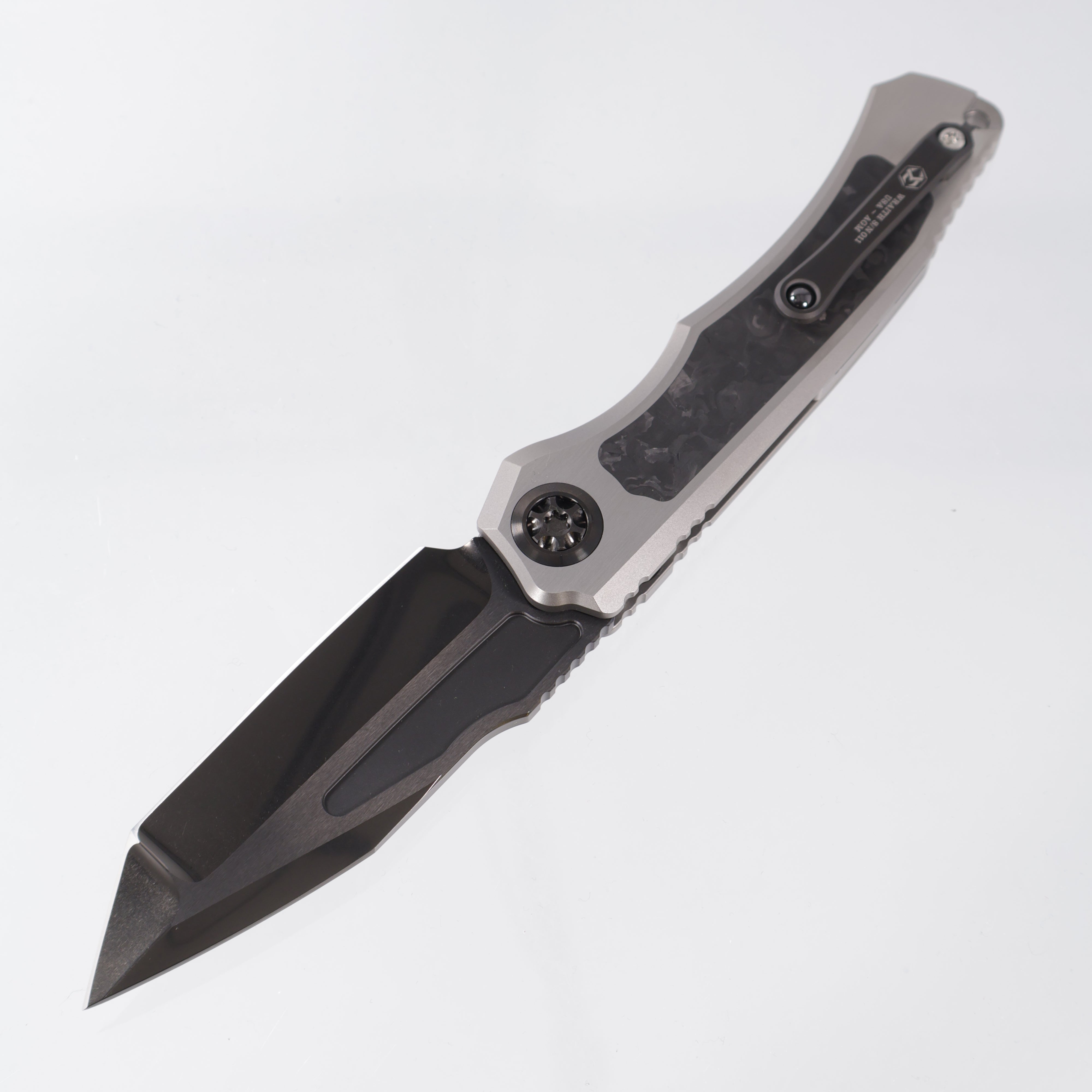 Heretic Wraith V4 Auto Custom Tanto - Titanium Handle w/ CarboTi Techno Carbo inlays - DLC High Sheen M390 - S/N: 011