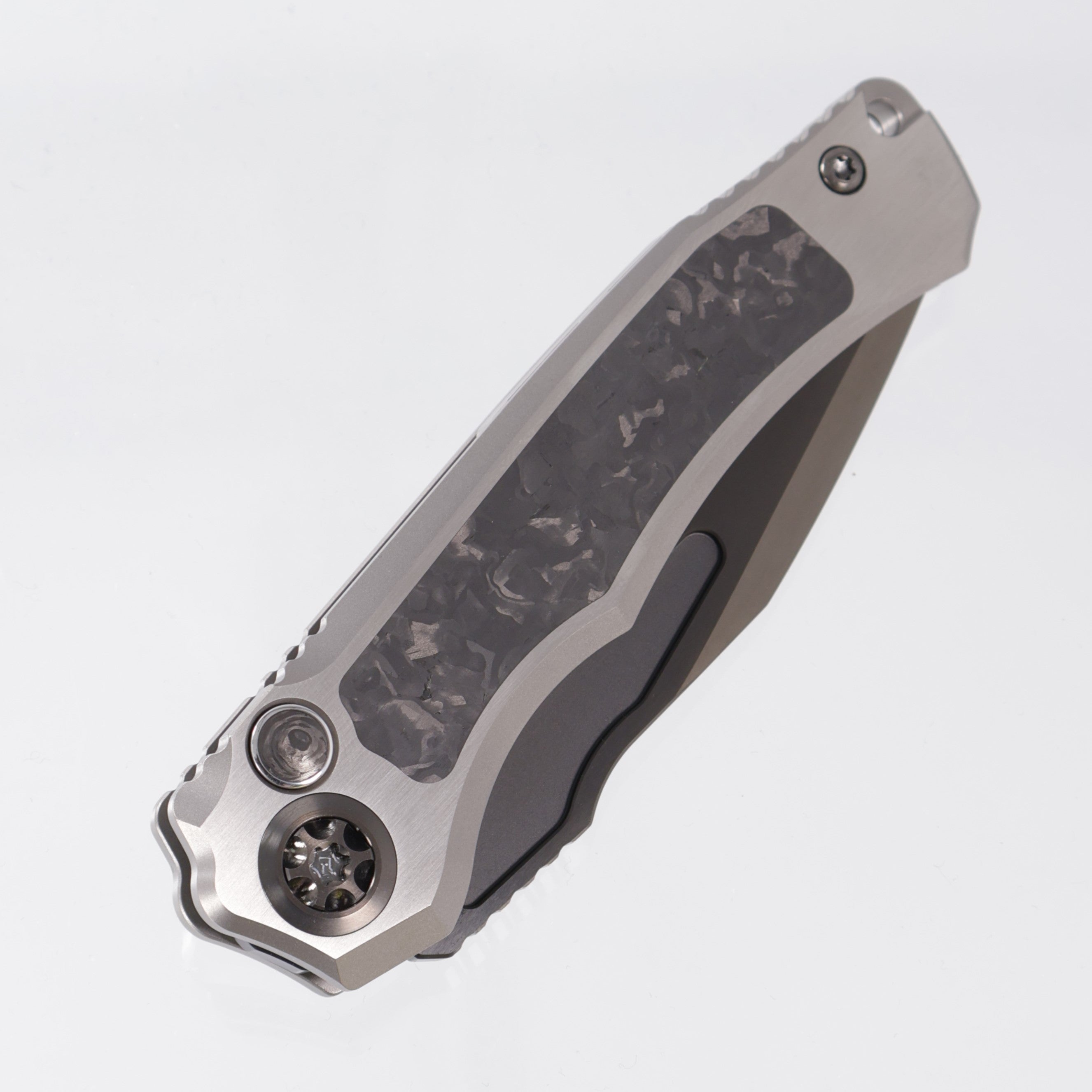 Heretic Wraith V4 Auto Custom Tanto - Titanium Handle w/ CarboTi Techno Carbo inlays - DLC High Sheen M390 - S/N: 011
