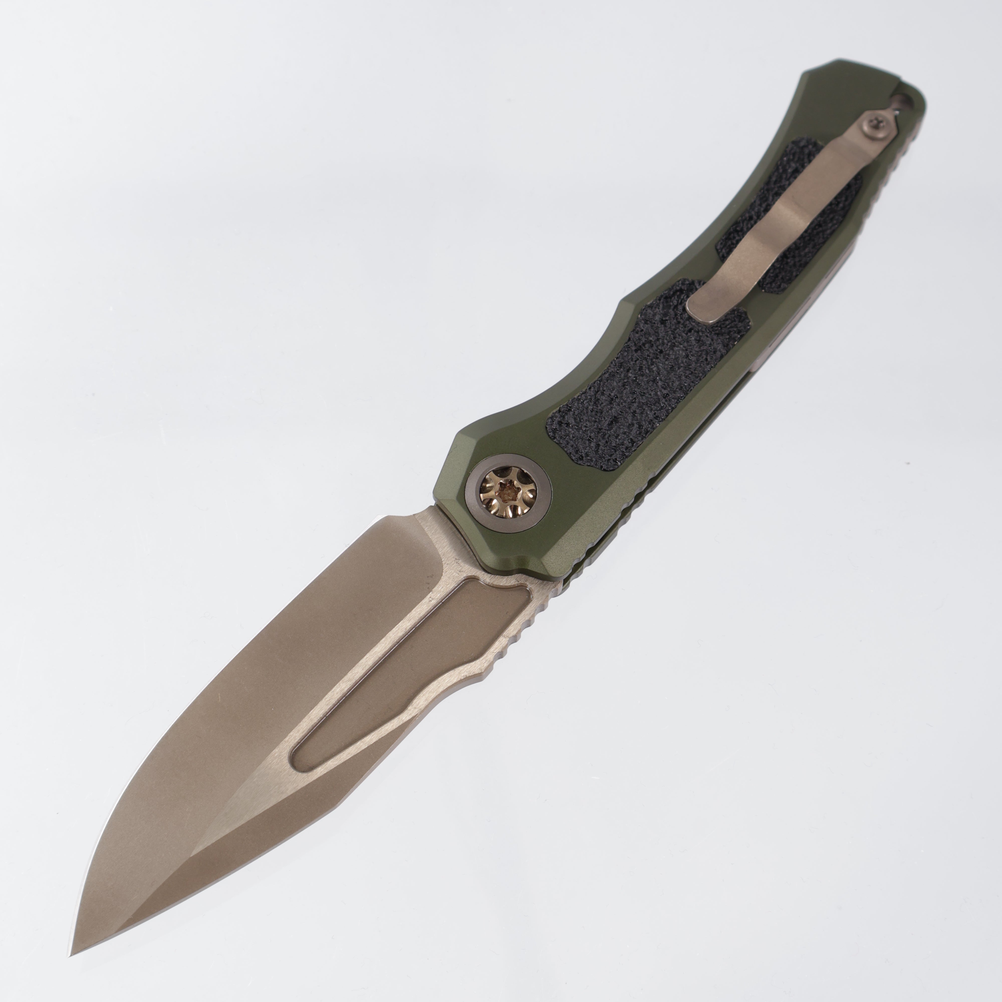 Heretic Wraith V4 Auto Clip Point - OD Green Aluminum - Bronze Magnacut - H000-7A-GRN