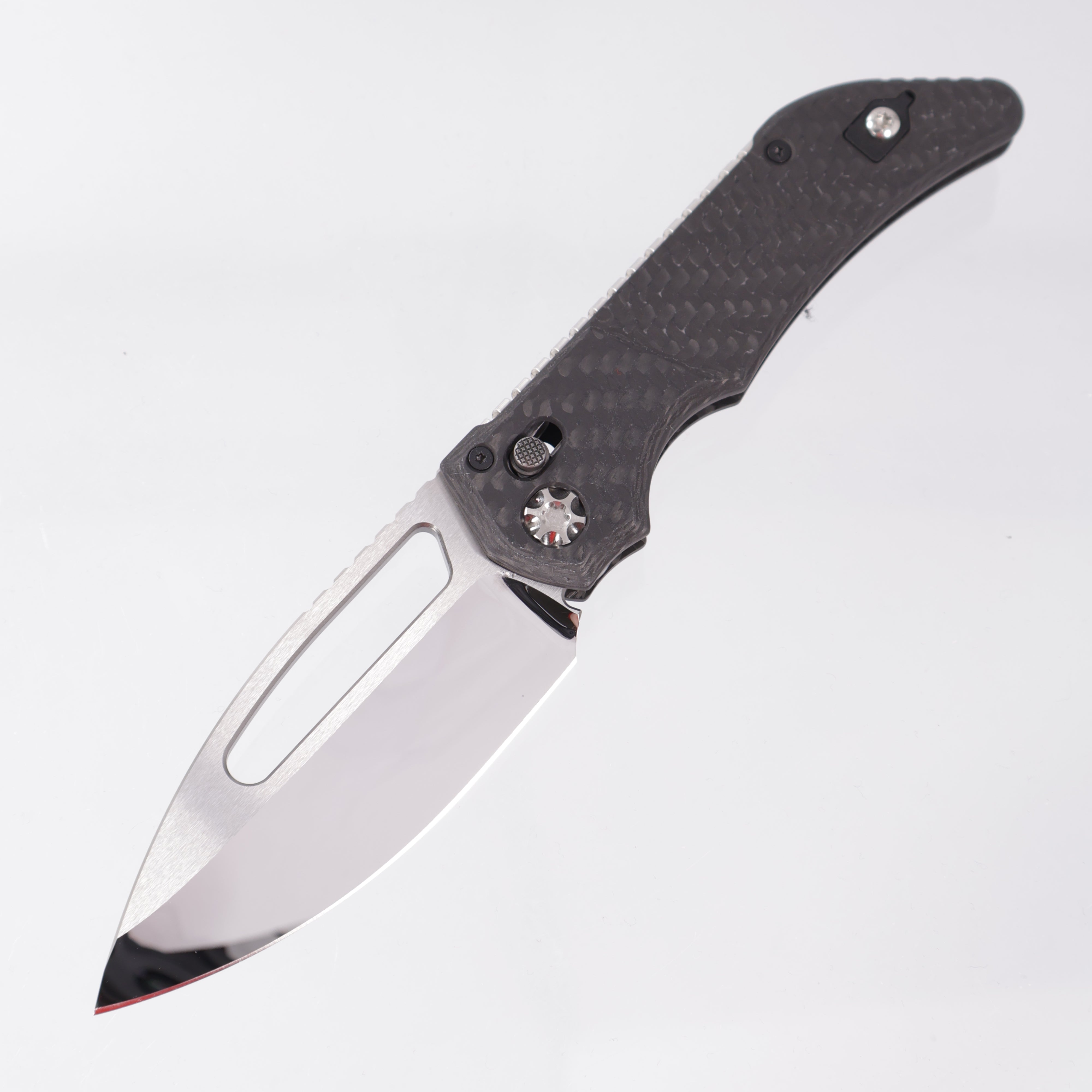 Heretic Koschei Prototype Custom - High Polish M390 - Carbon Fiber Scales w/ Stainless Steel Chassis