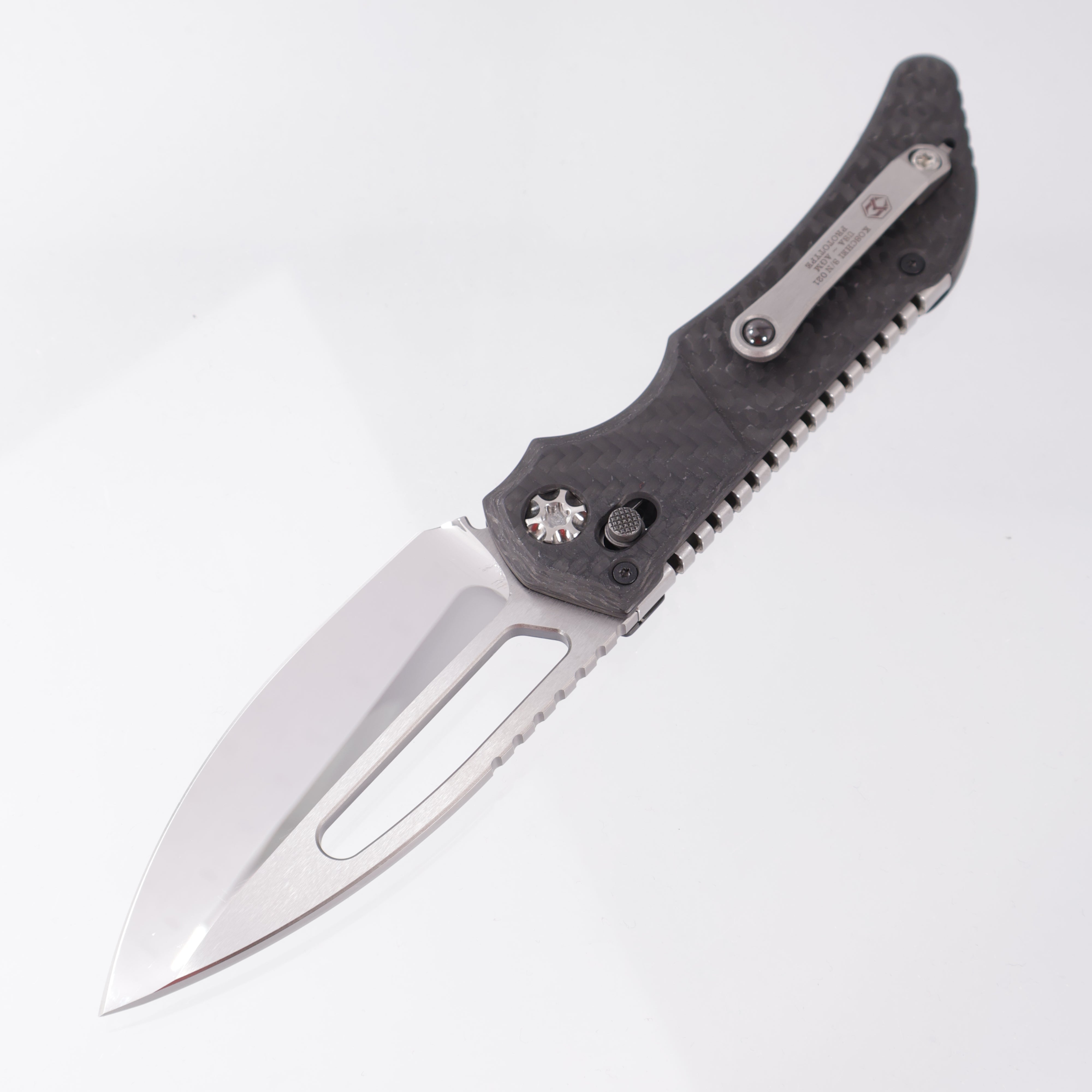 Heretic Koschei Prototype Custom - High Polish M390 - Carbon Fiber Scales w/ Stainless Steel Chassis