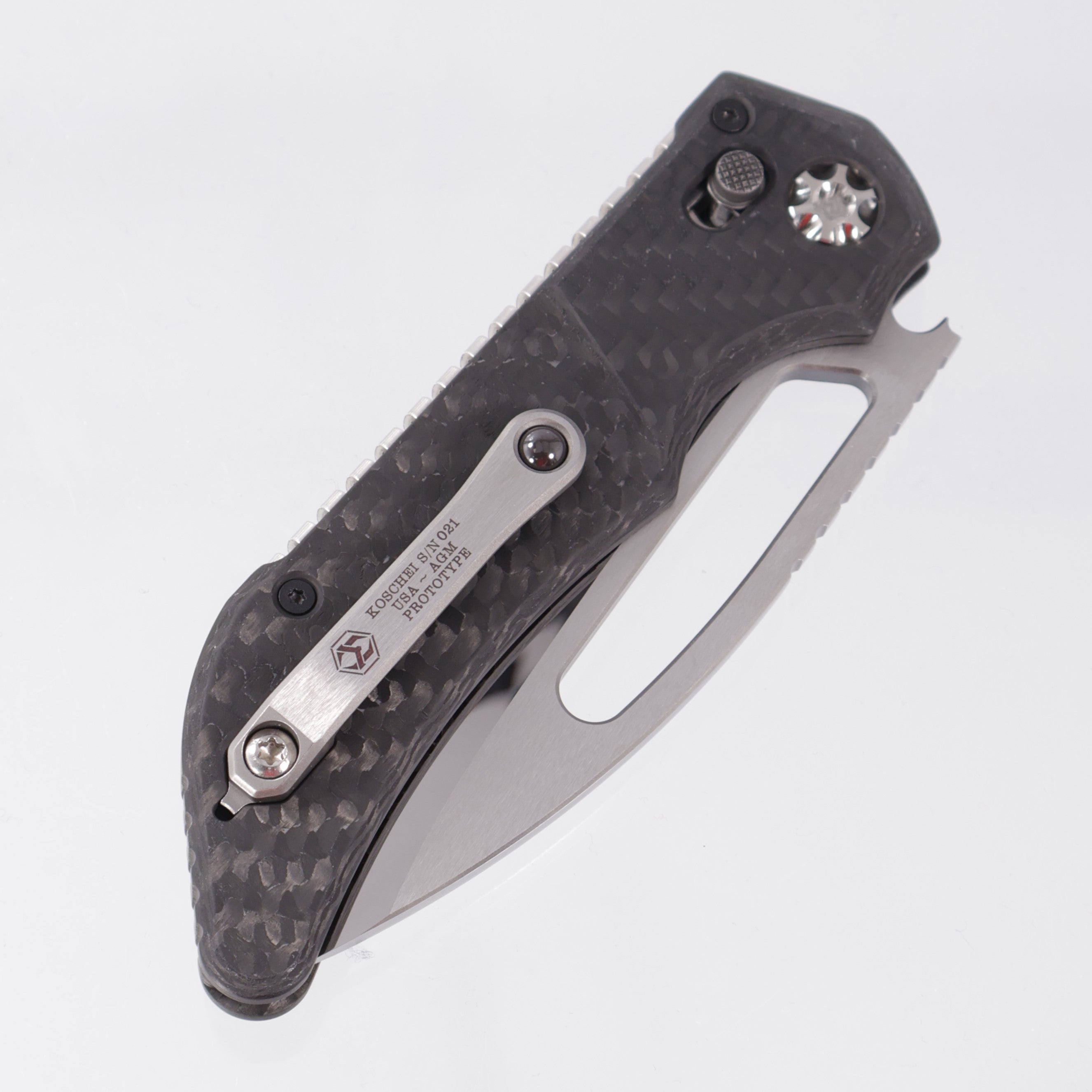 Heretic Koschei Prototype Custom - High Polish M390 - Carbon Fiber Scales w/ Stainless Steel Chassis