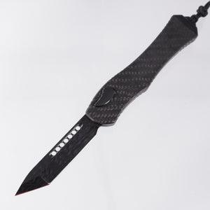 Heretic Hydra V4 Tanto Custom - DLC Vegas Forge Reptilian Damascus - Carbon Fiber Chassis w/ DLC Accents & Hardware