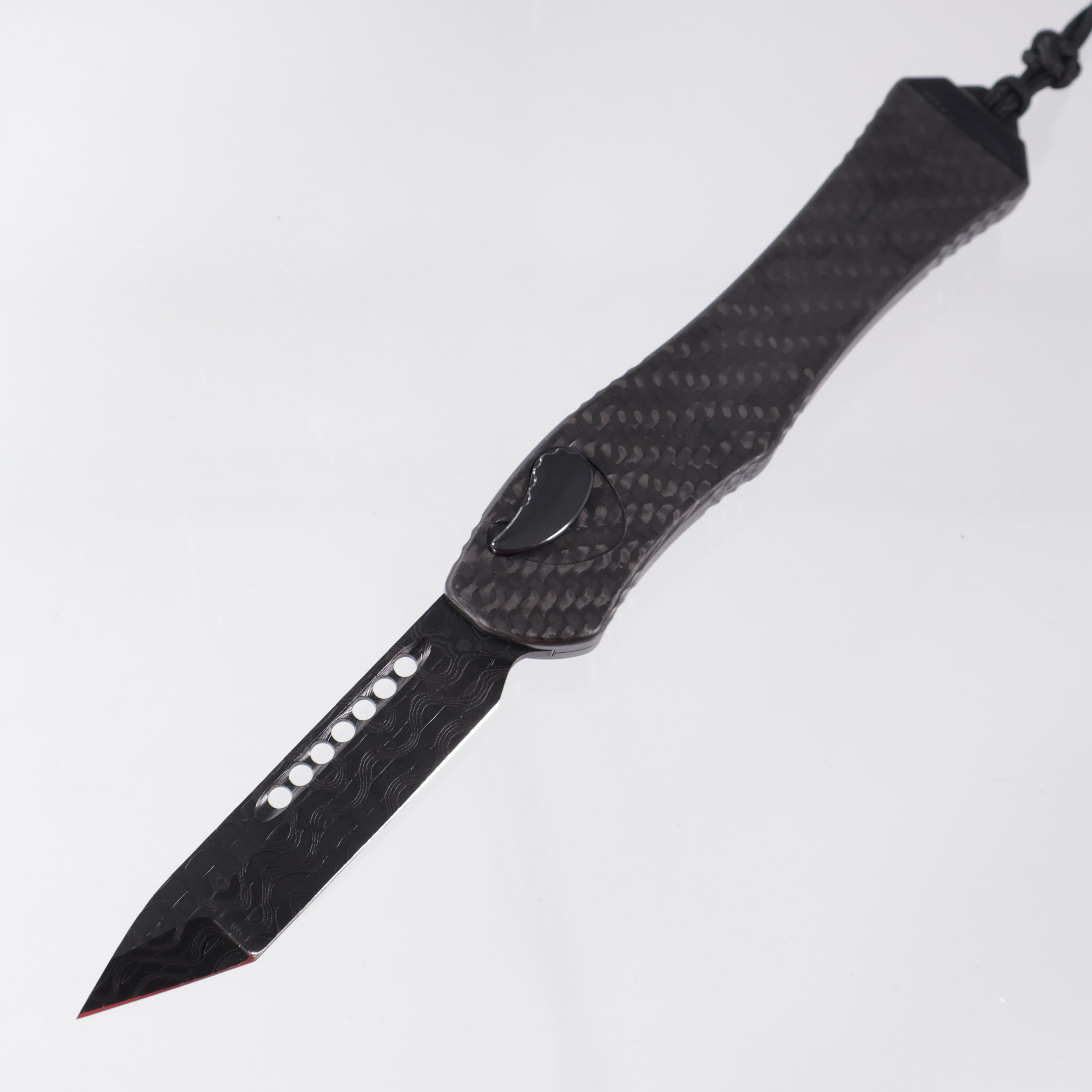 Heretic Hydra V4 Tanto Custom - DLC Vegas Forge Reptilian Damascus - Carbon Fiber Chassis w/ DLC Accents & Hardware