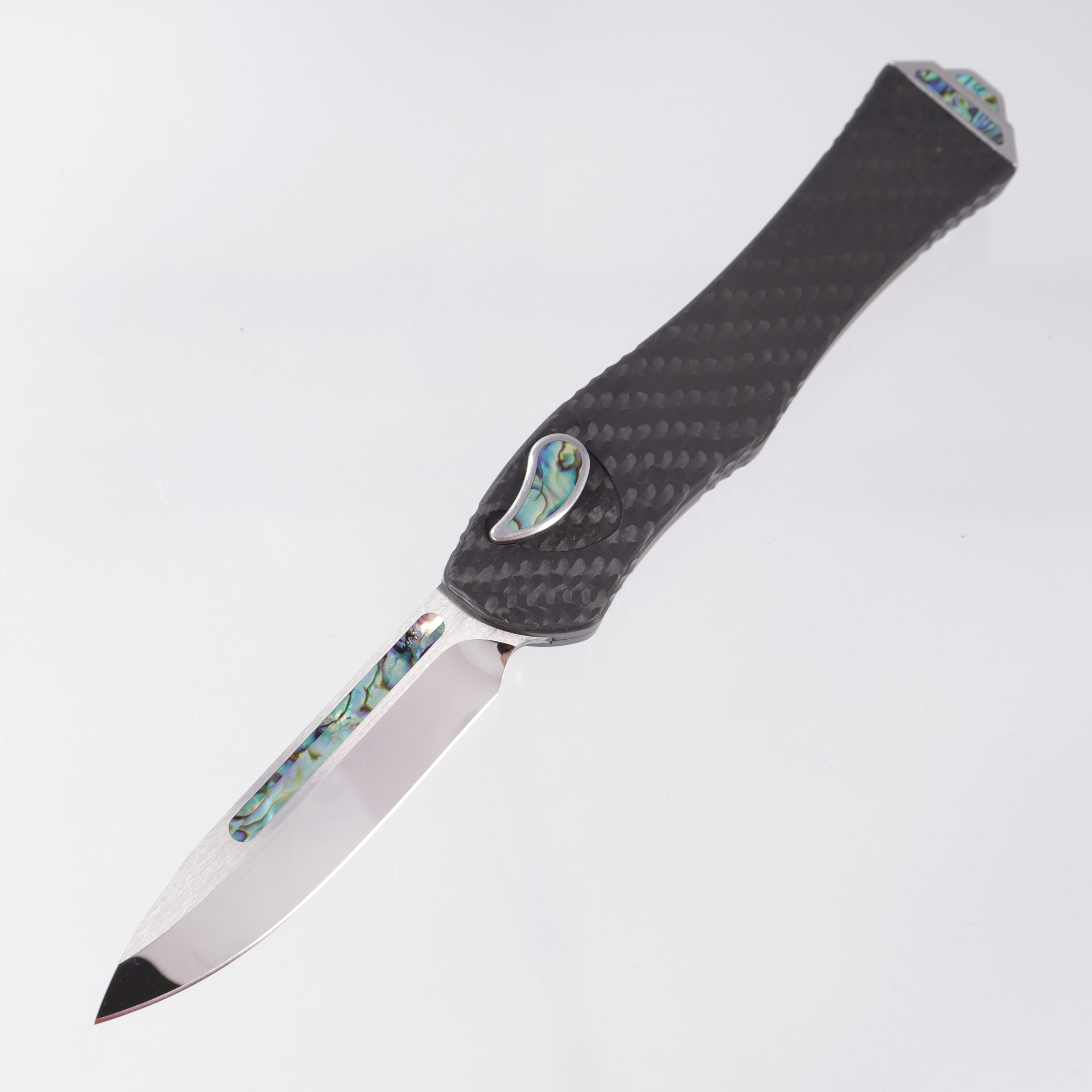 *ONE OFF* Heretic Hydra V4 Single Edge - Cracked Ice M390 - Carbon Fiber Chassis w/ Stainless & Abalone Accents