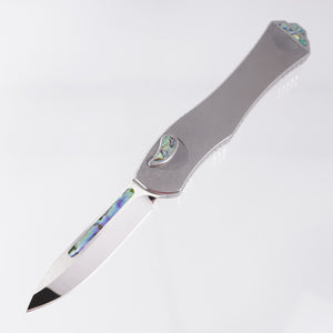Heretic Hydra V4 Single Edge Custom - High Polish M390 - Tumbled Stainless Steel Chassis w/ Abalone Inlays