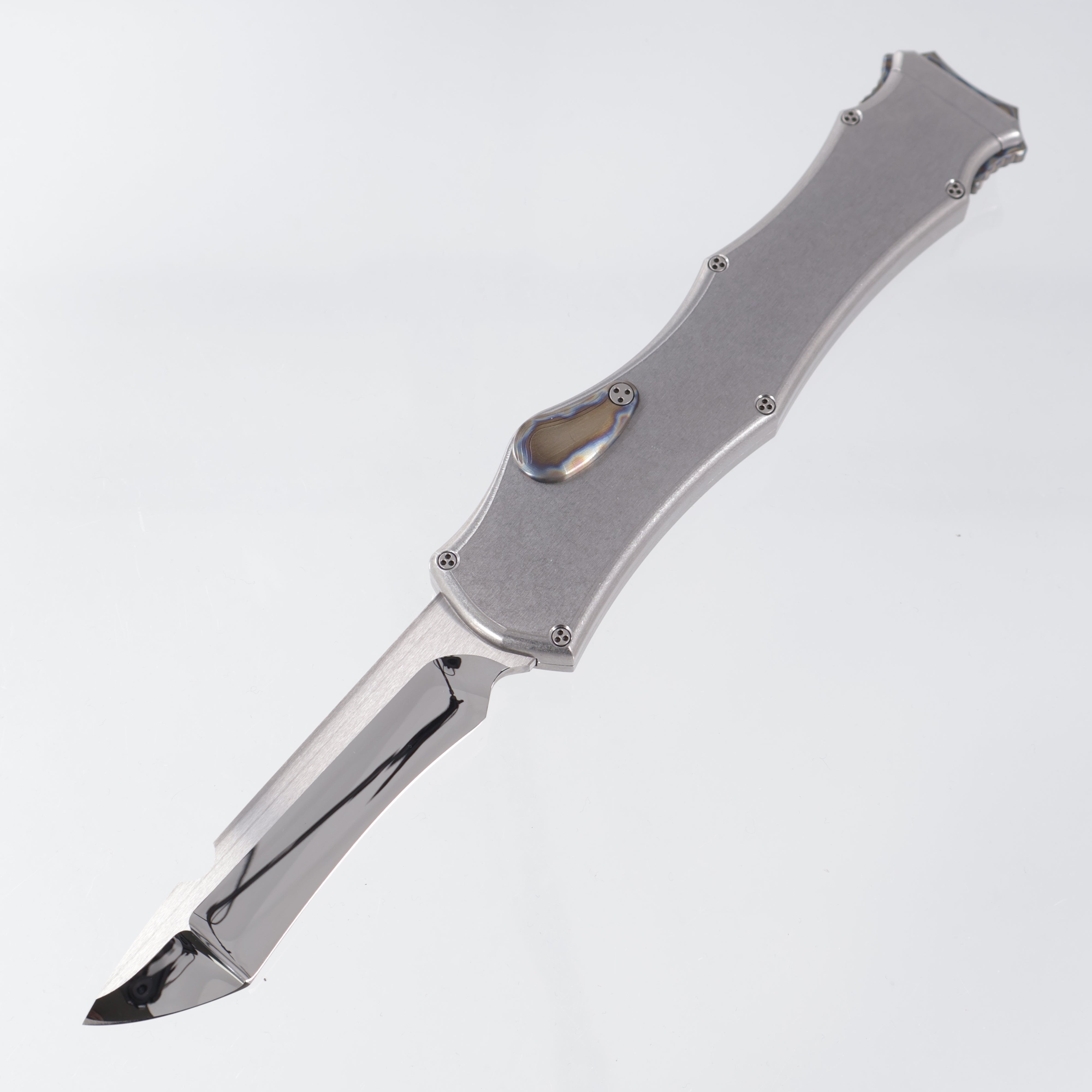 Heretic Hydra 2015 Prototype - Stainless Steel Chassis w/ Flamed Titanium Accents - High Polish Elmax Recurve Tanto - SN: 020 *PRE-OWNED*