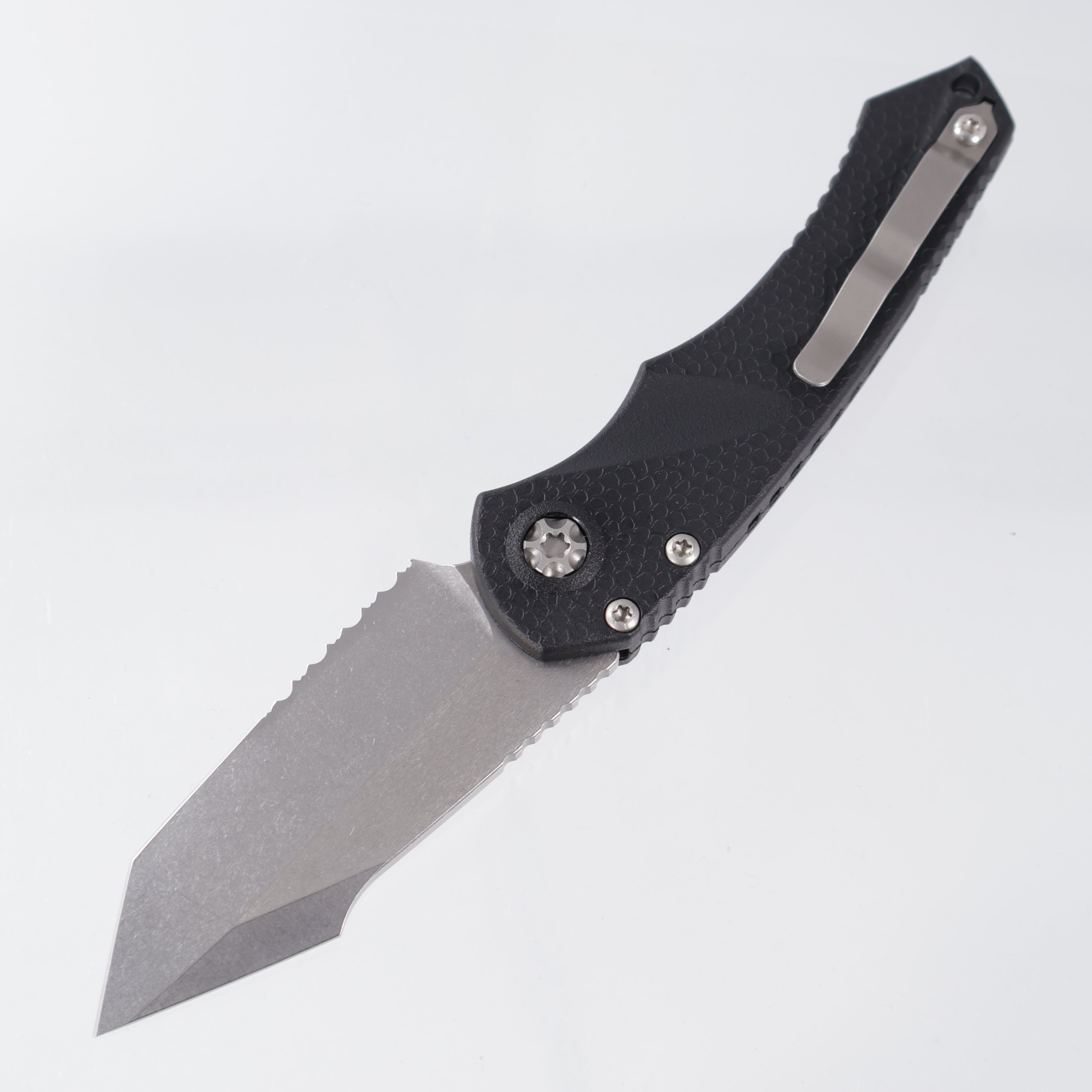 Heretic Mini Pariah Auto Tanto - Black Polymer Stonewash Partial Serrate Magnacut - H055-2B