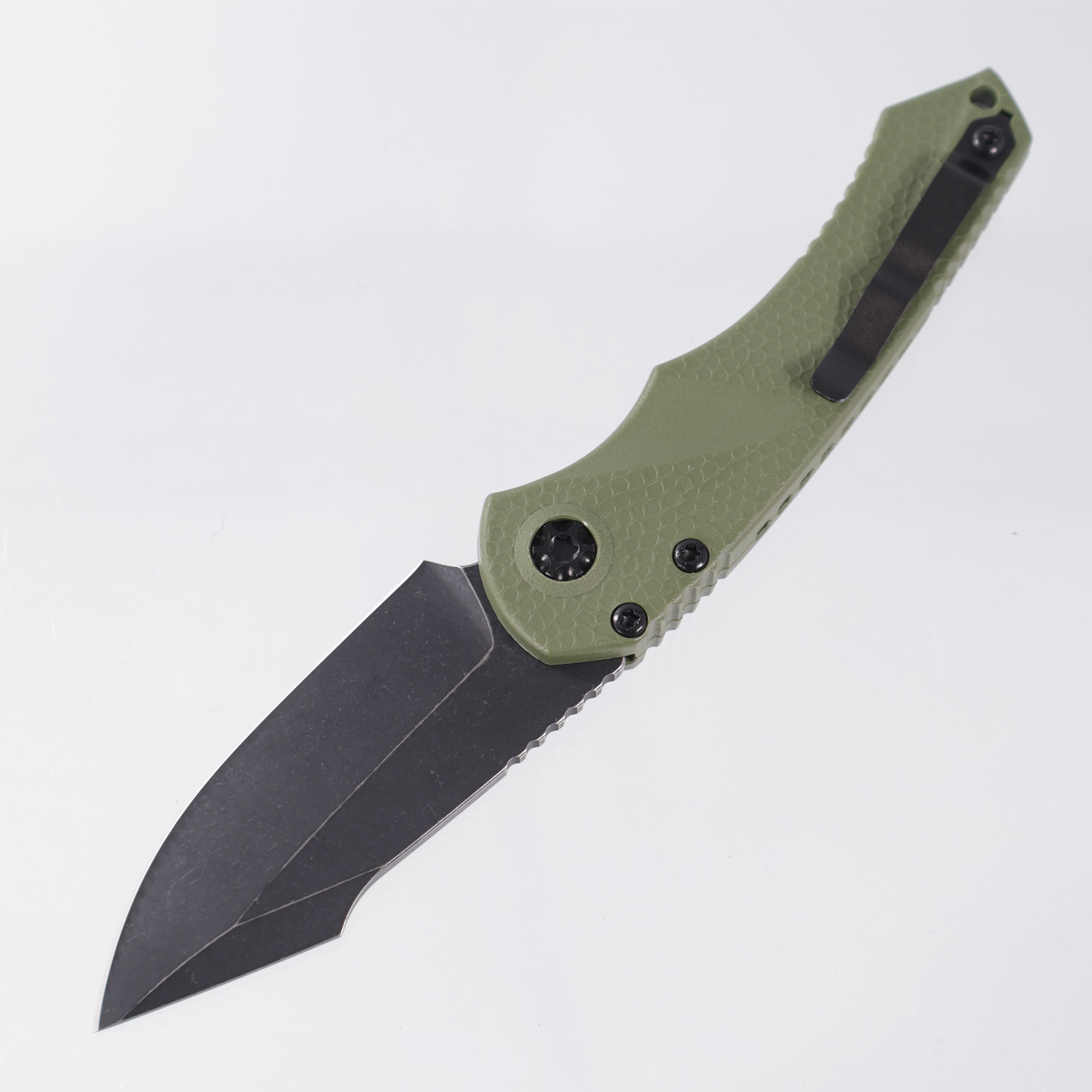 Heretic Mini Pariah Auto Single Edge - OD Green Polymer - Battle Black Magnacut - H054-8A-GRN