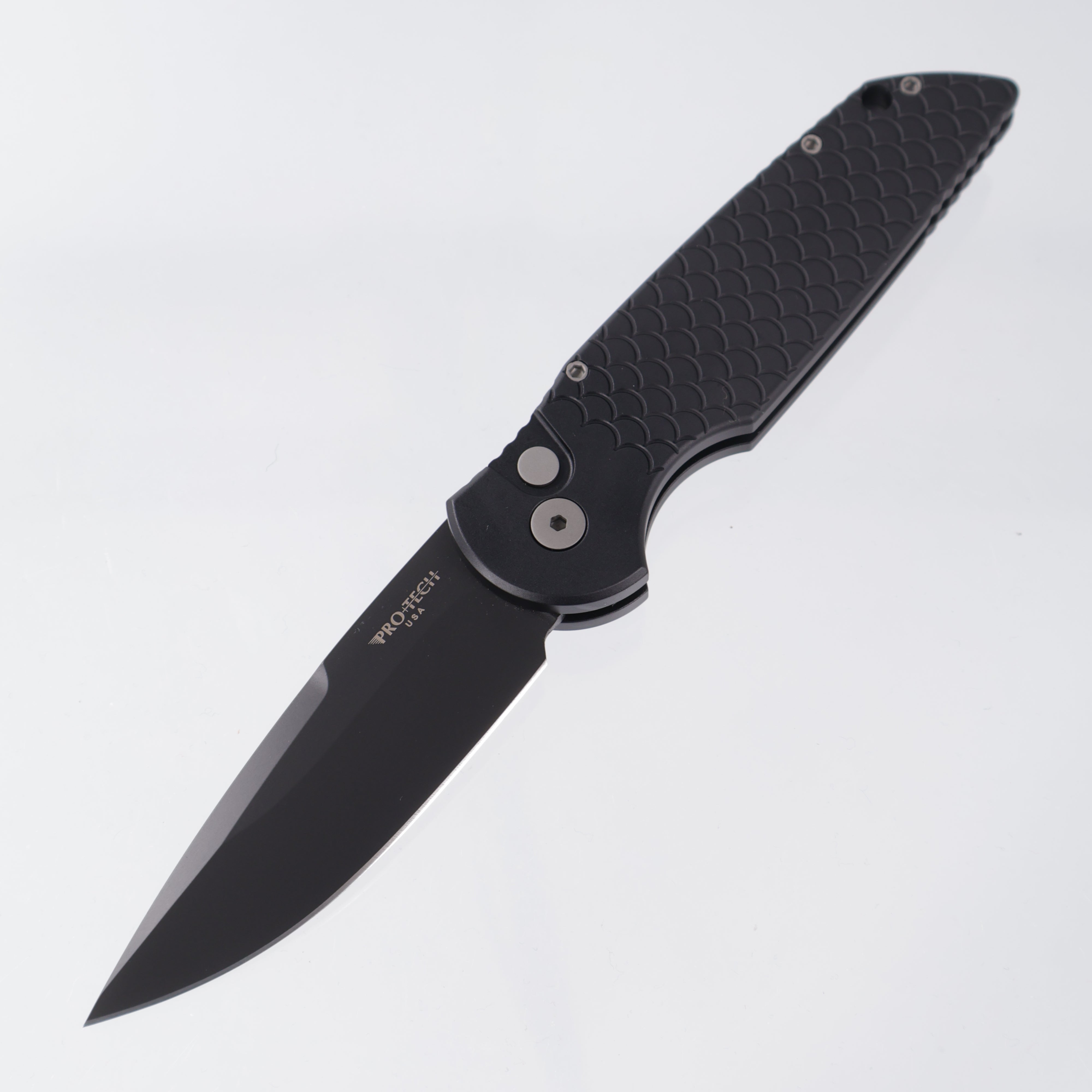 Pro-Tech TR-3 - Black Aluminum w/ Fishscale Texture - DLC 154CM - TR-3 X1