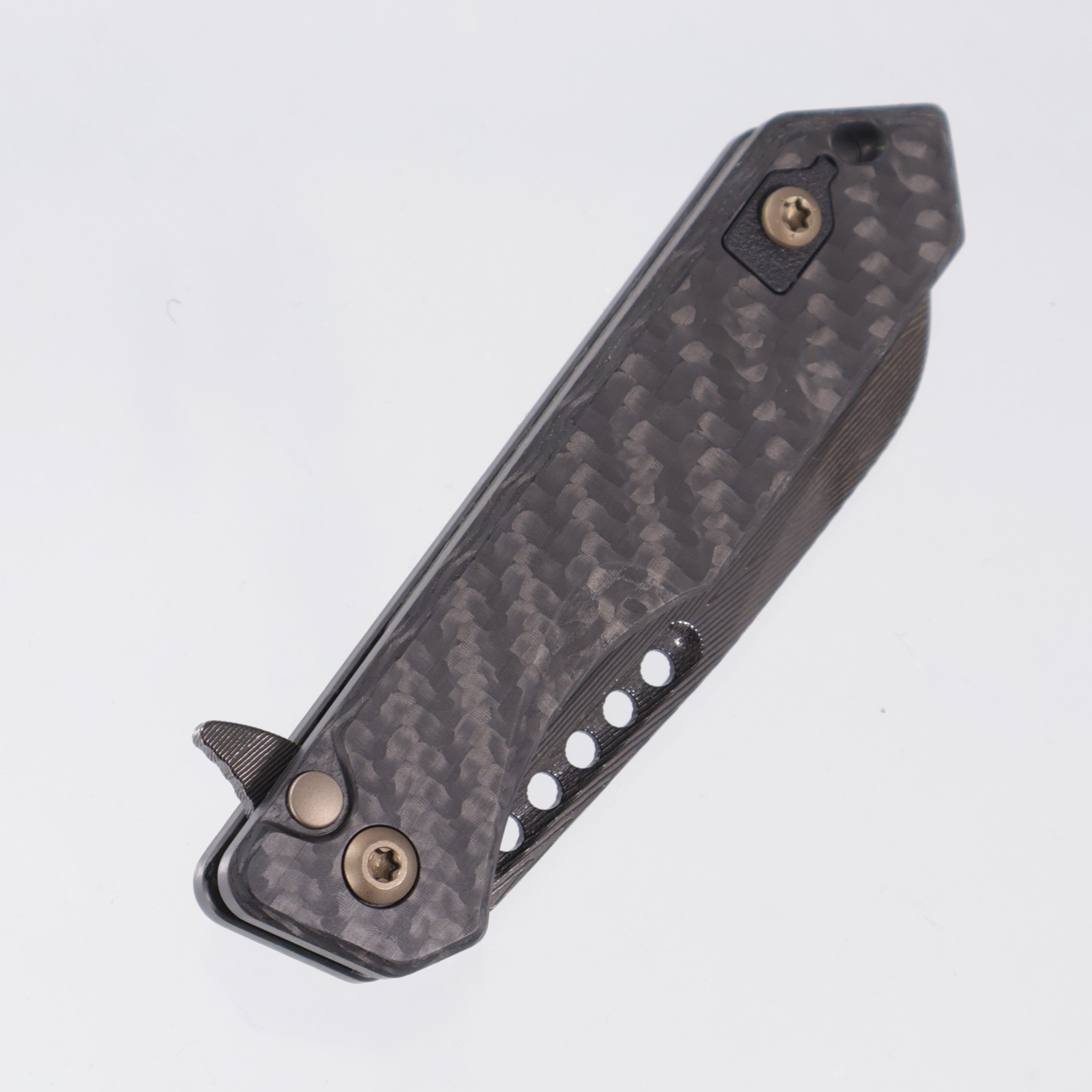Heretic Jinn Manual Custom - Carbon Fiber Chassis w/ Bronze Ano Hardware - DLC Vegas Forge Herringbone