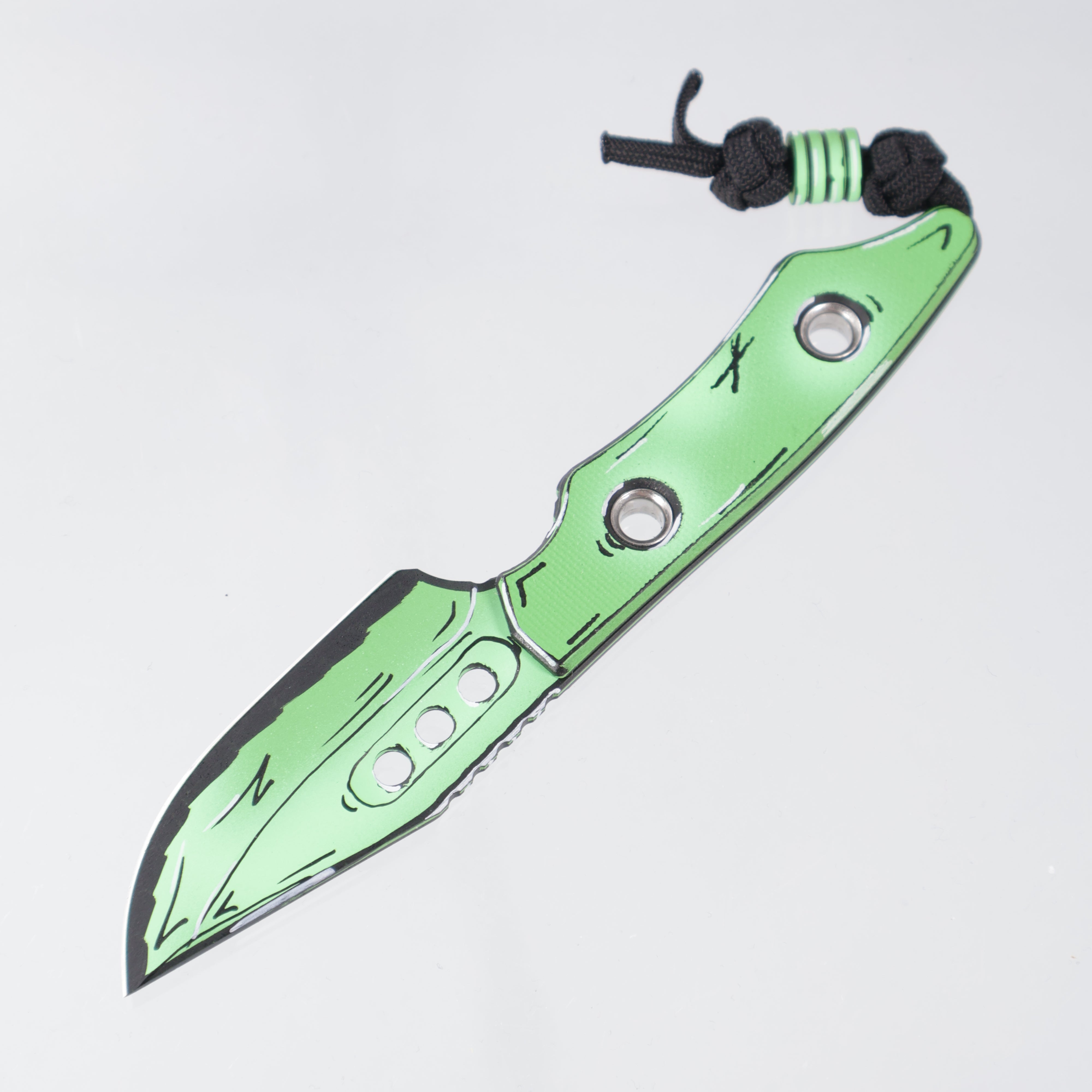 Heretic Kobold Bowie - Toxic Green Cel-Shade w/ Matching Bead - Cerakote Magnacut - H065-CS-TX
