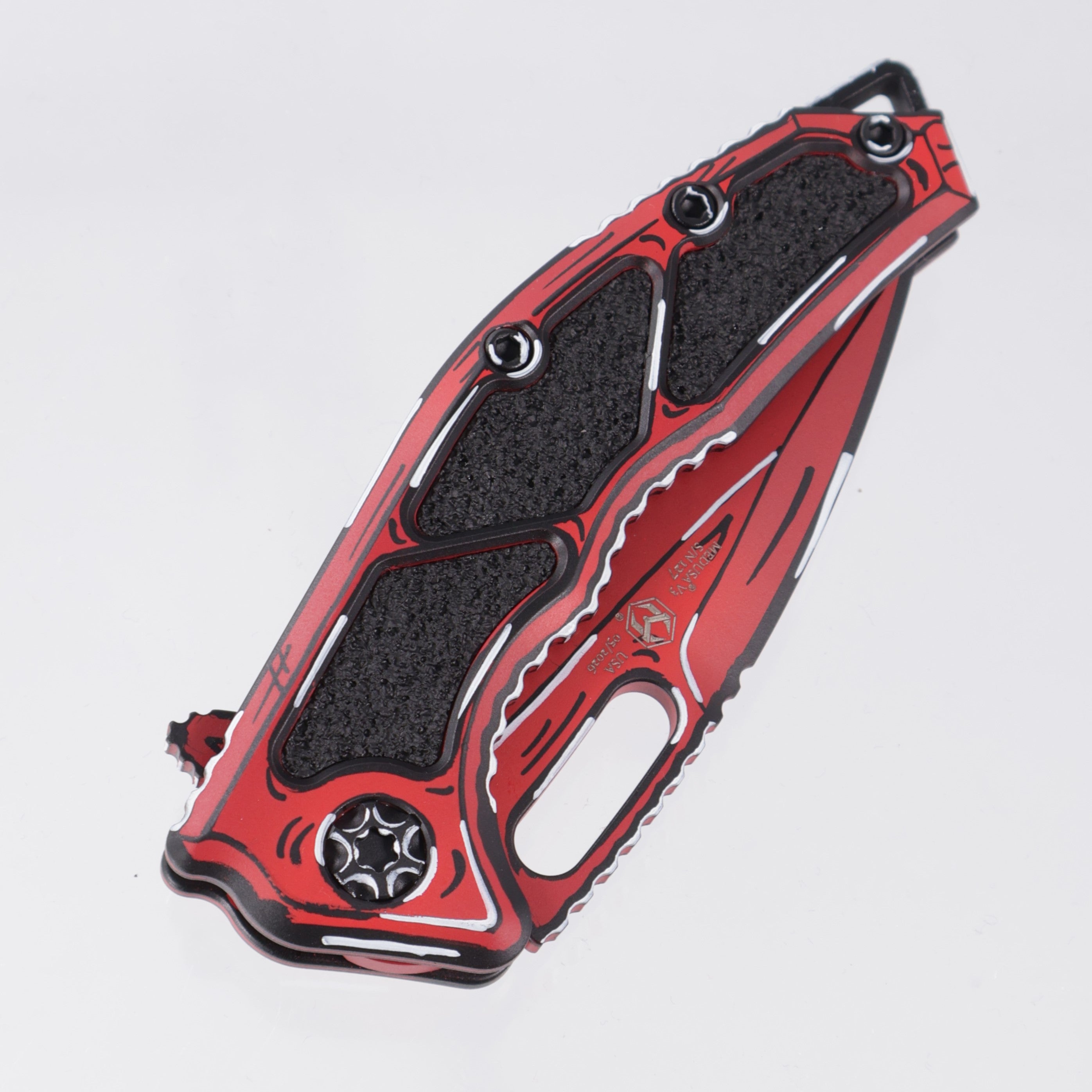 Heretic Medusa V3 Manual Tanto - Red Cel-Shade - Cerakote Magnacut - H009-CS-RD