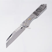 Heretic Jinn Manual Custom - Hand Engraved Oni Mask Motif by Harding Inc. - High Polish M390 - 1 of 1