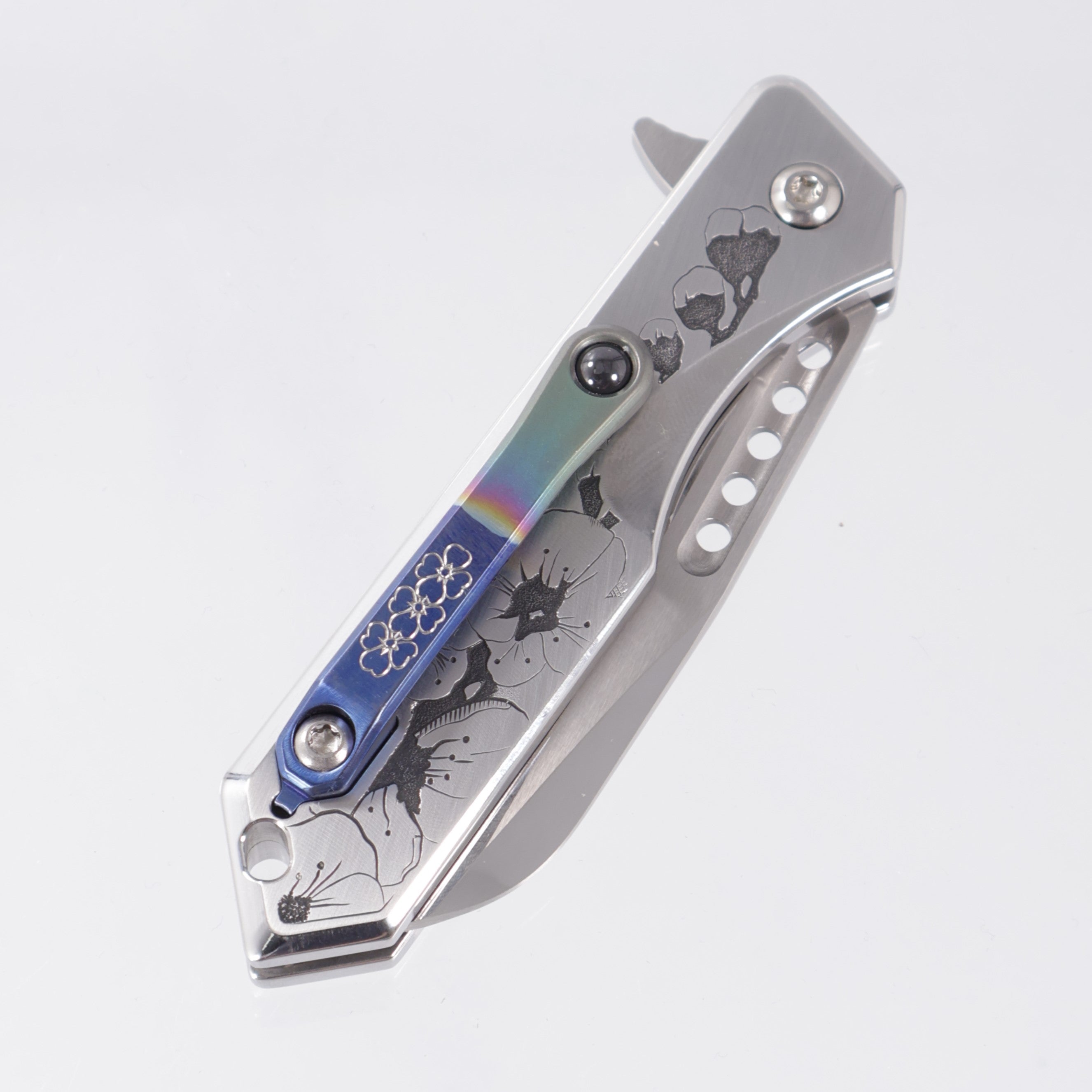 Heretic Jinn Manual Custom - Hand Engraved Oni Mask Motif by Harding Inc. - High Polish M390 - 1 of 1