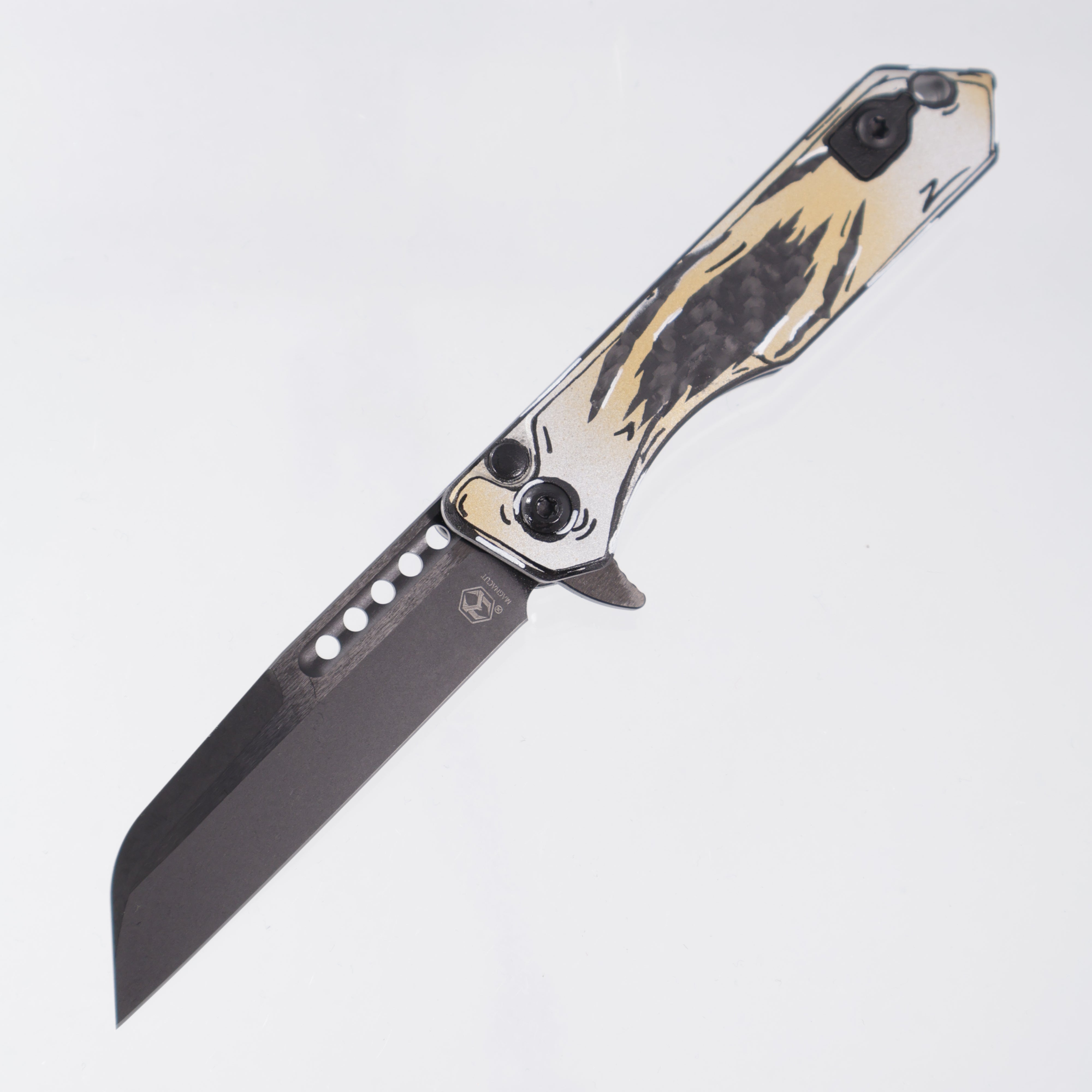 Heretic Jinn Manual - Carbon Fiber w/ Gold & Silver Carbon Breach Cel Shading - DLC Magnacut - H213-6A-GSCS-CB