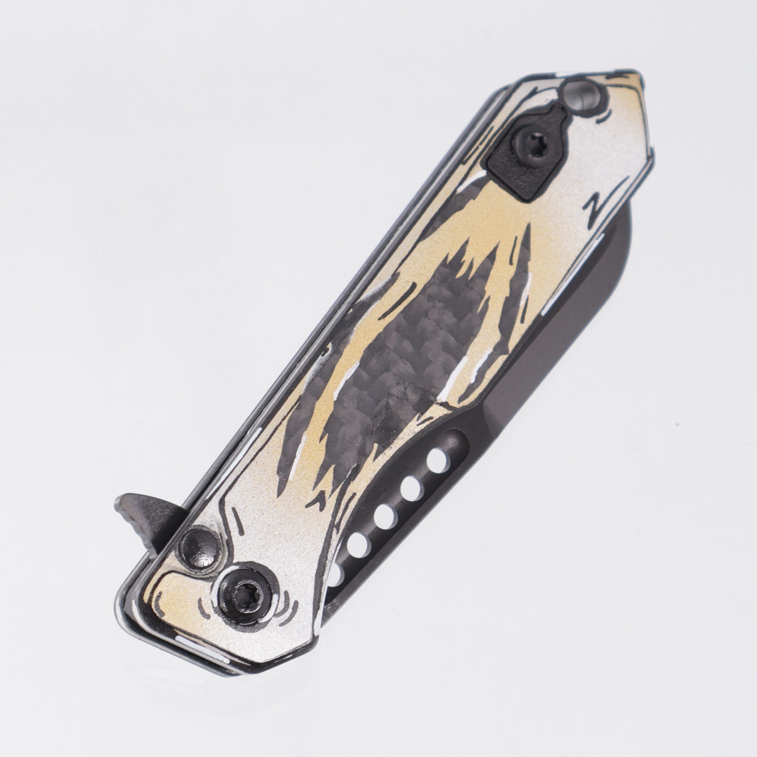 Heretic Jinn Manual - Carbon Fiber w/ Gold & Silver Carbon Breach Cel Shading - DLC Magnacut - H213-6A-GSCS-CB