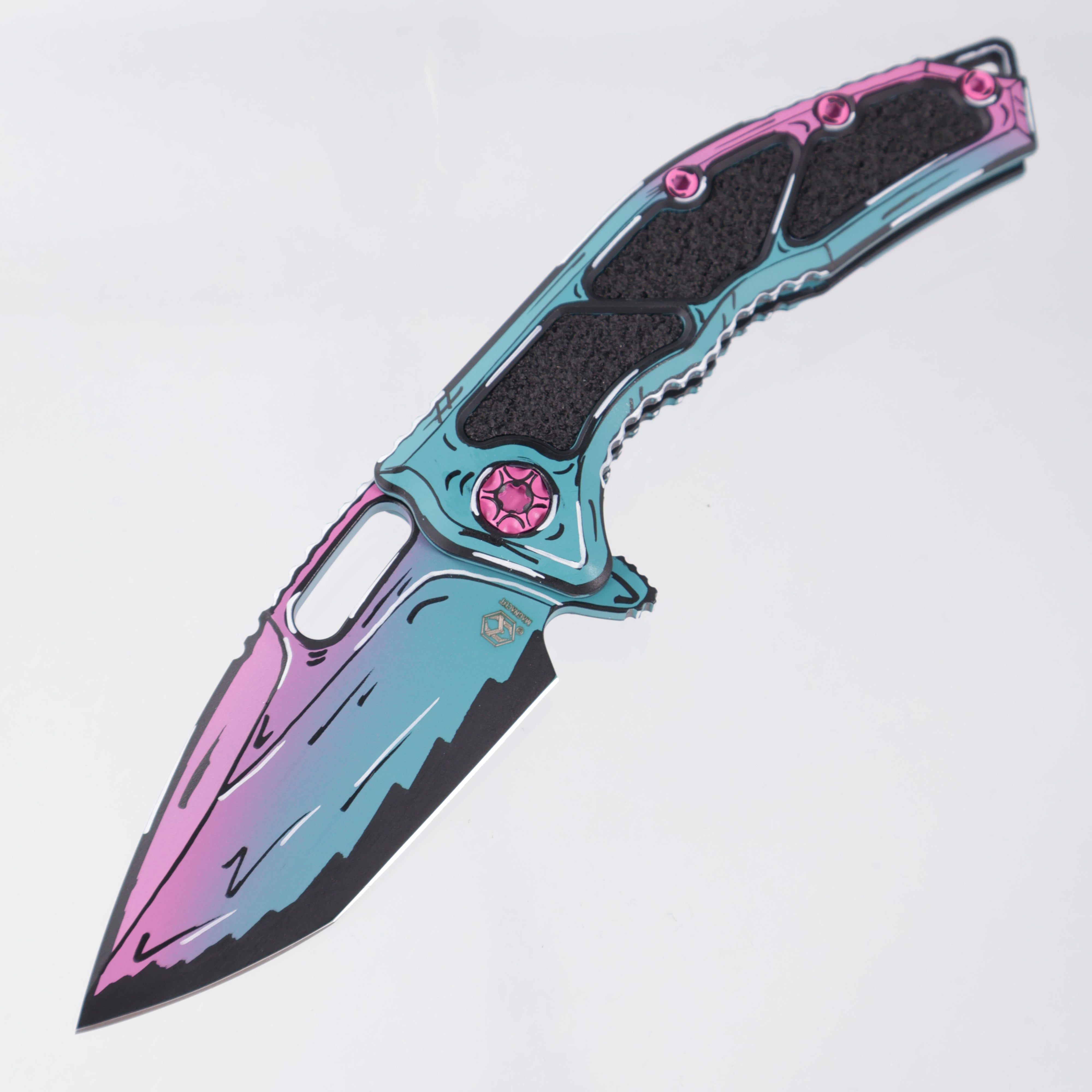 Heretic Medusa V3 Manual Tanto - Miami Vice Cel-Shade - Cerakote Magnacut - H009-CS-MV