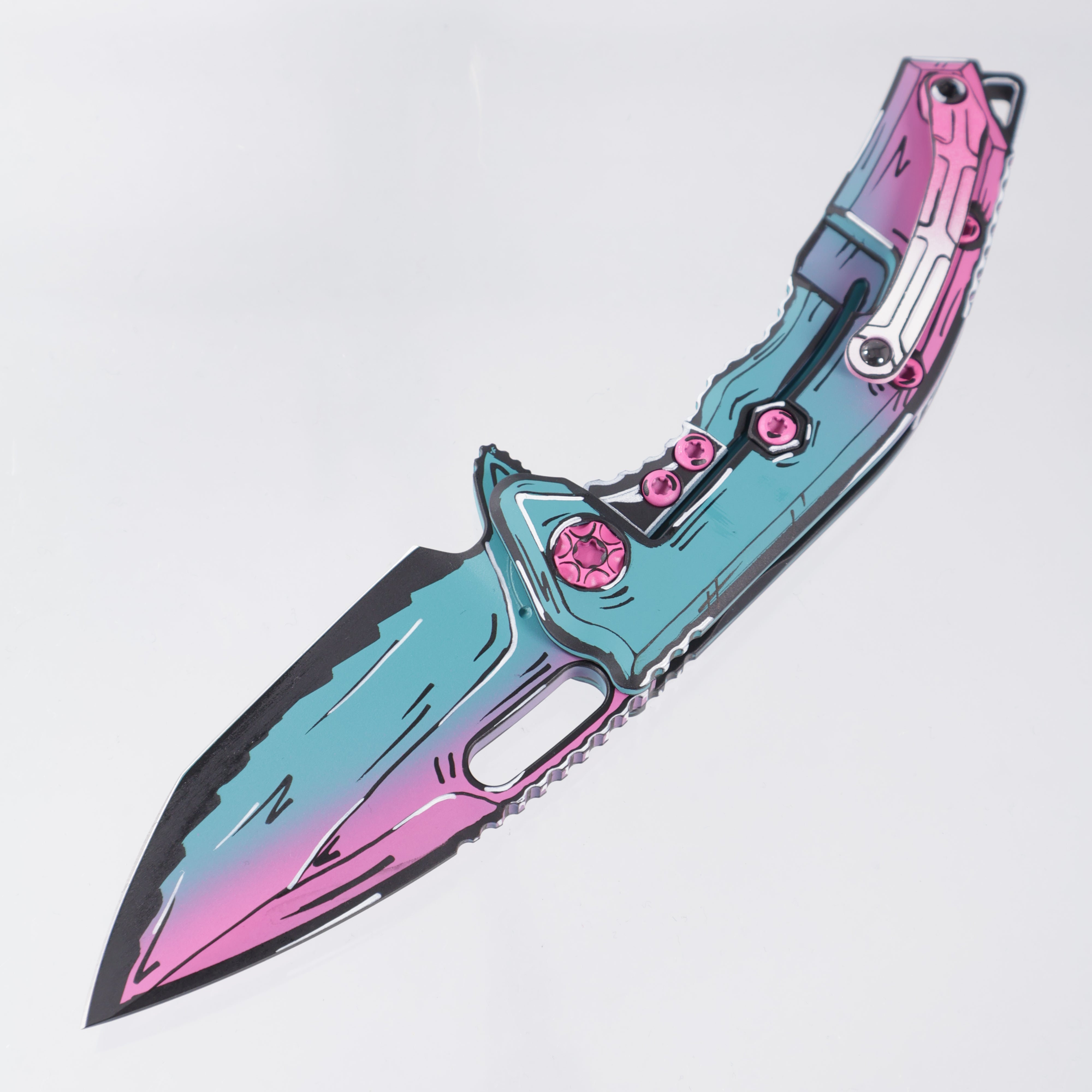 Heretic Medusa V3 Manual Tanto - Miami Vice Cel-Shade - Cerakote Magnacut - H009-CS-MV
