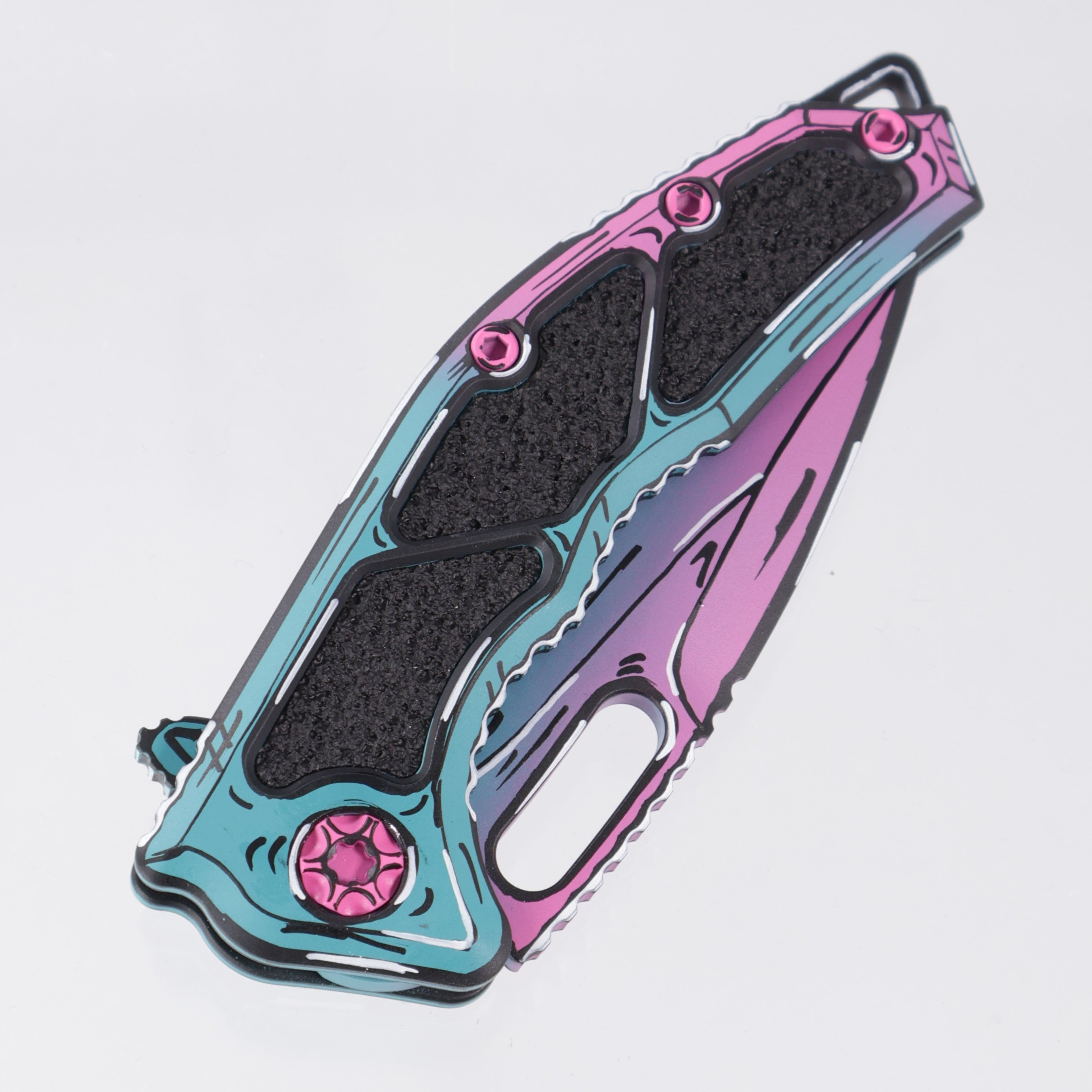 Heretic Medusa V3 Manual Tanto - Miami Vice Cel Shade - Cerakote Magnacut - H009-CS-MV