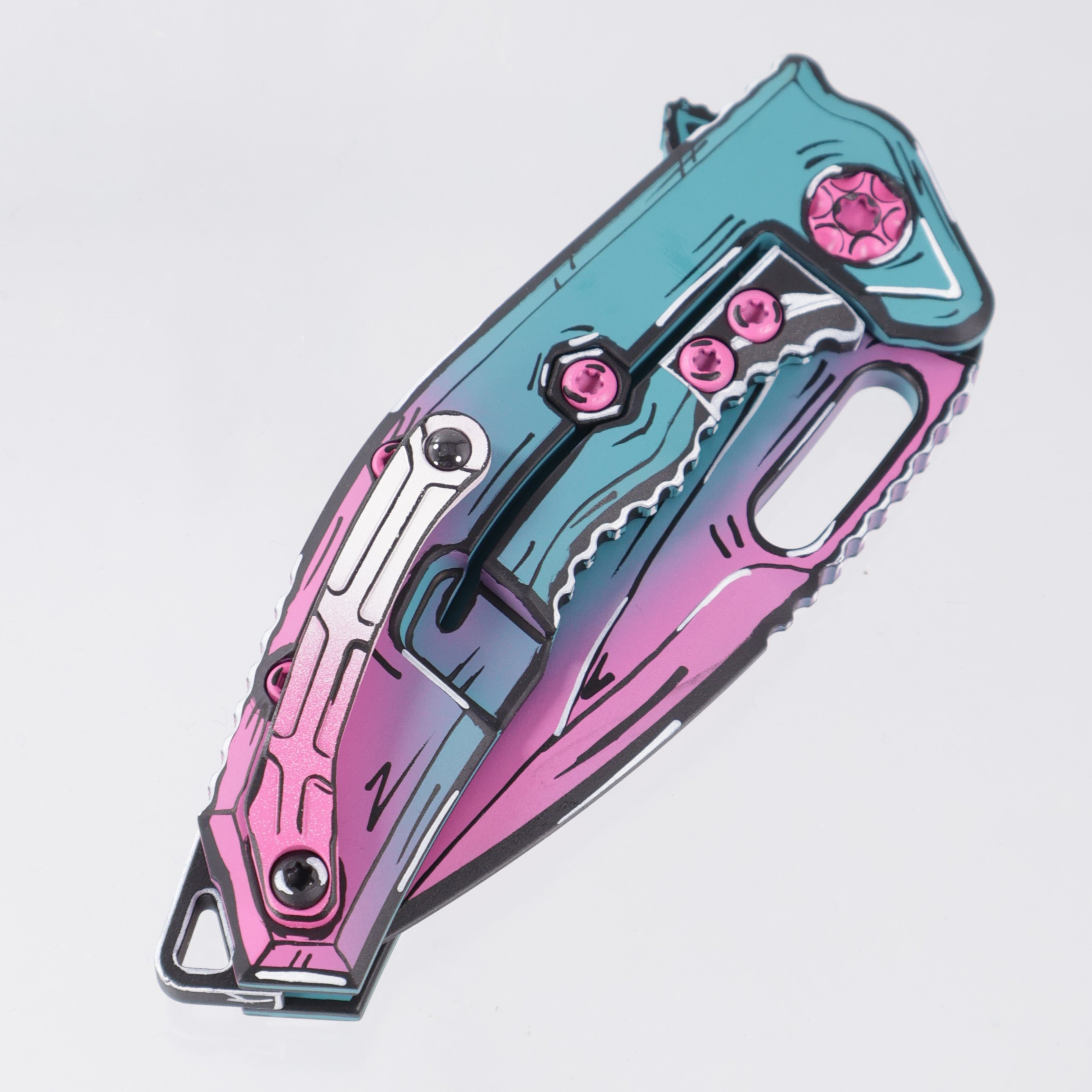 Heretic Medusa V3 Manual Tanto - Miami Vice Cel Shade - Cerakote Magnacut - H009-CS-MV